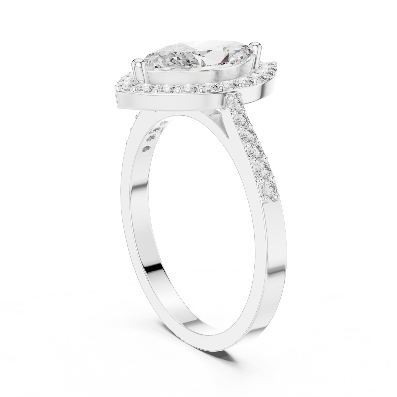 Margot Marquise Halo Pavé Engagement Ring in white gold