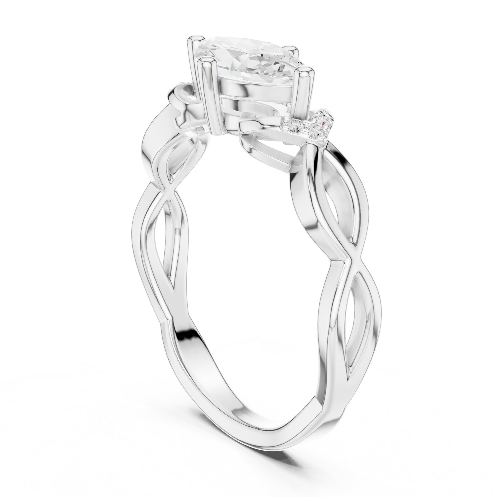 Annetta Marquise Engagement Ring with Braided Infinity Band in white gold