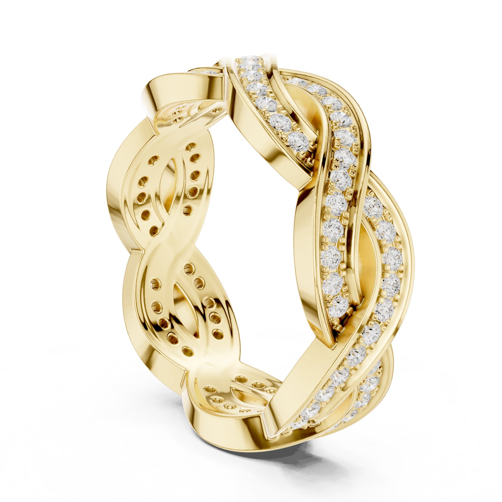 Albane Braided Pavé Wedding Band in yellow gold