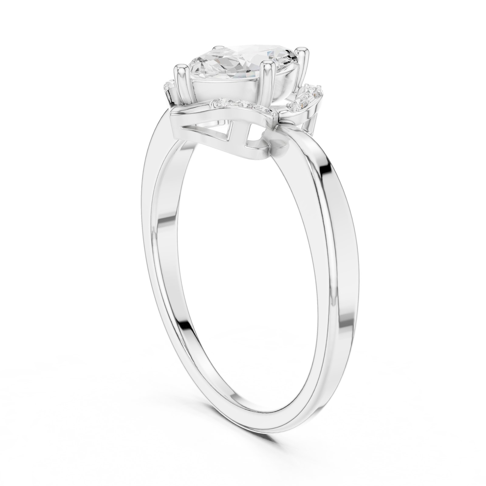 Zorica Marquise Bypass Solitaire Engagement Ring in white gold