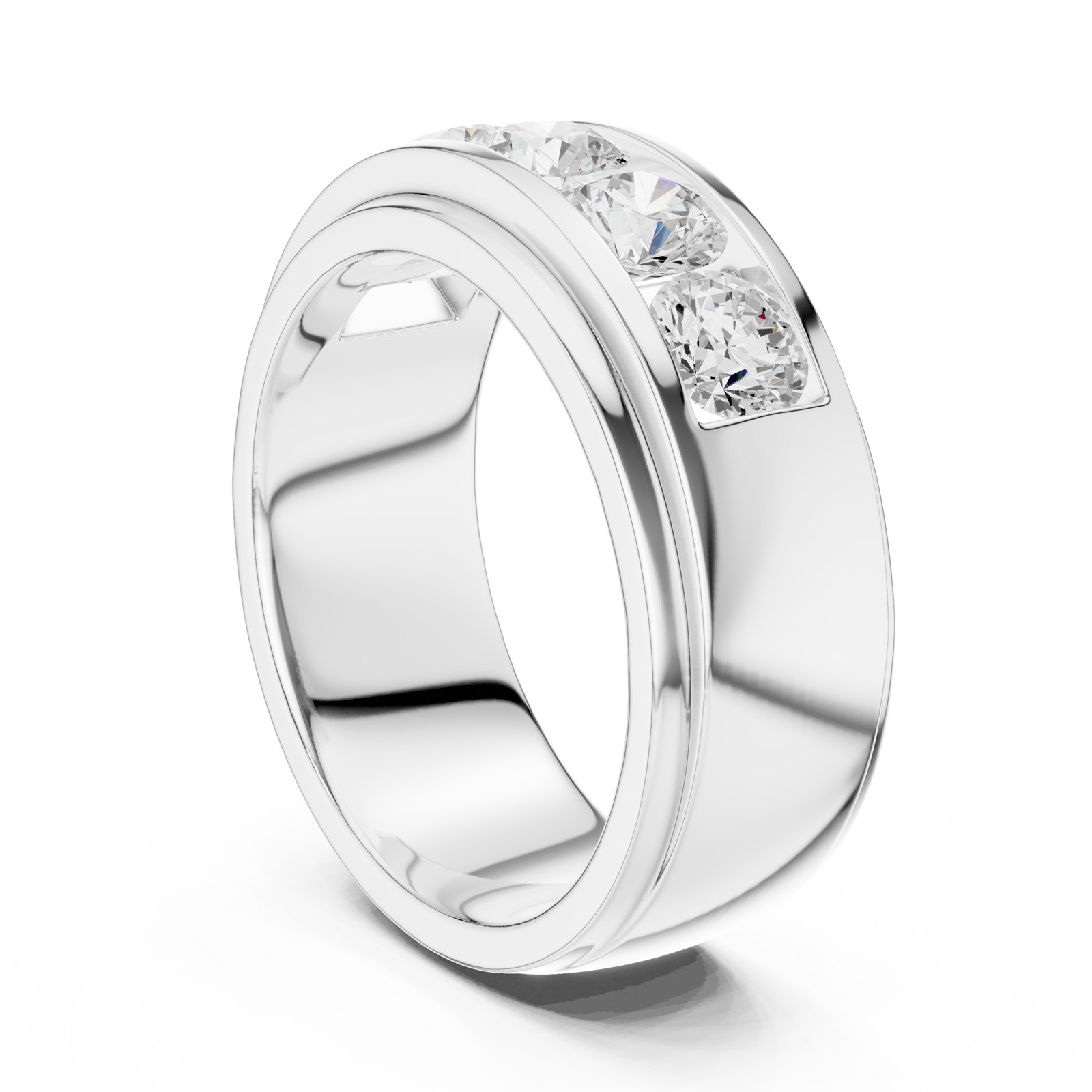 Augustus Men's Stepped Channel Set Diamond Band in white gold