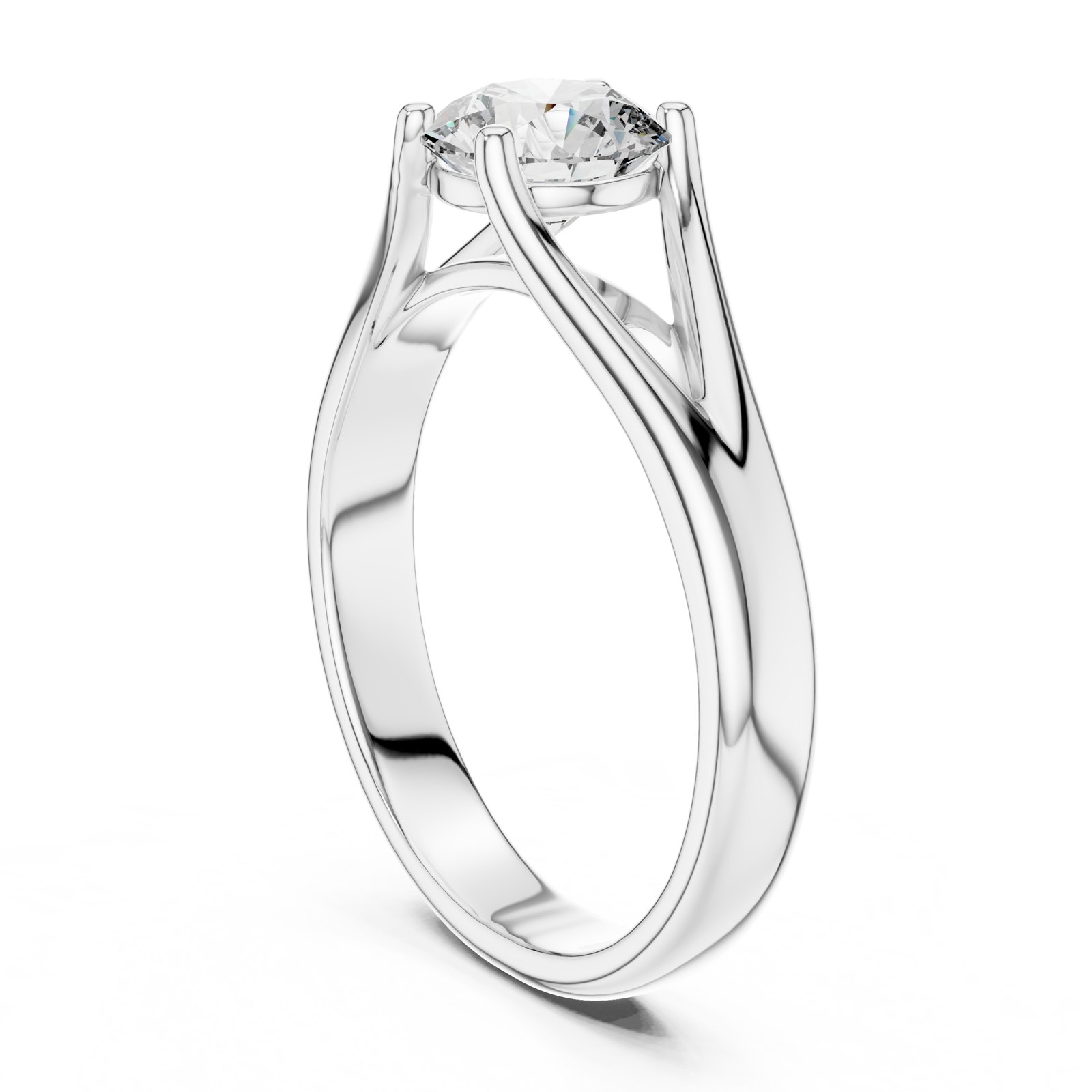 Adora Round Cathedral Solitaire Engagement Ring in white gold