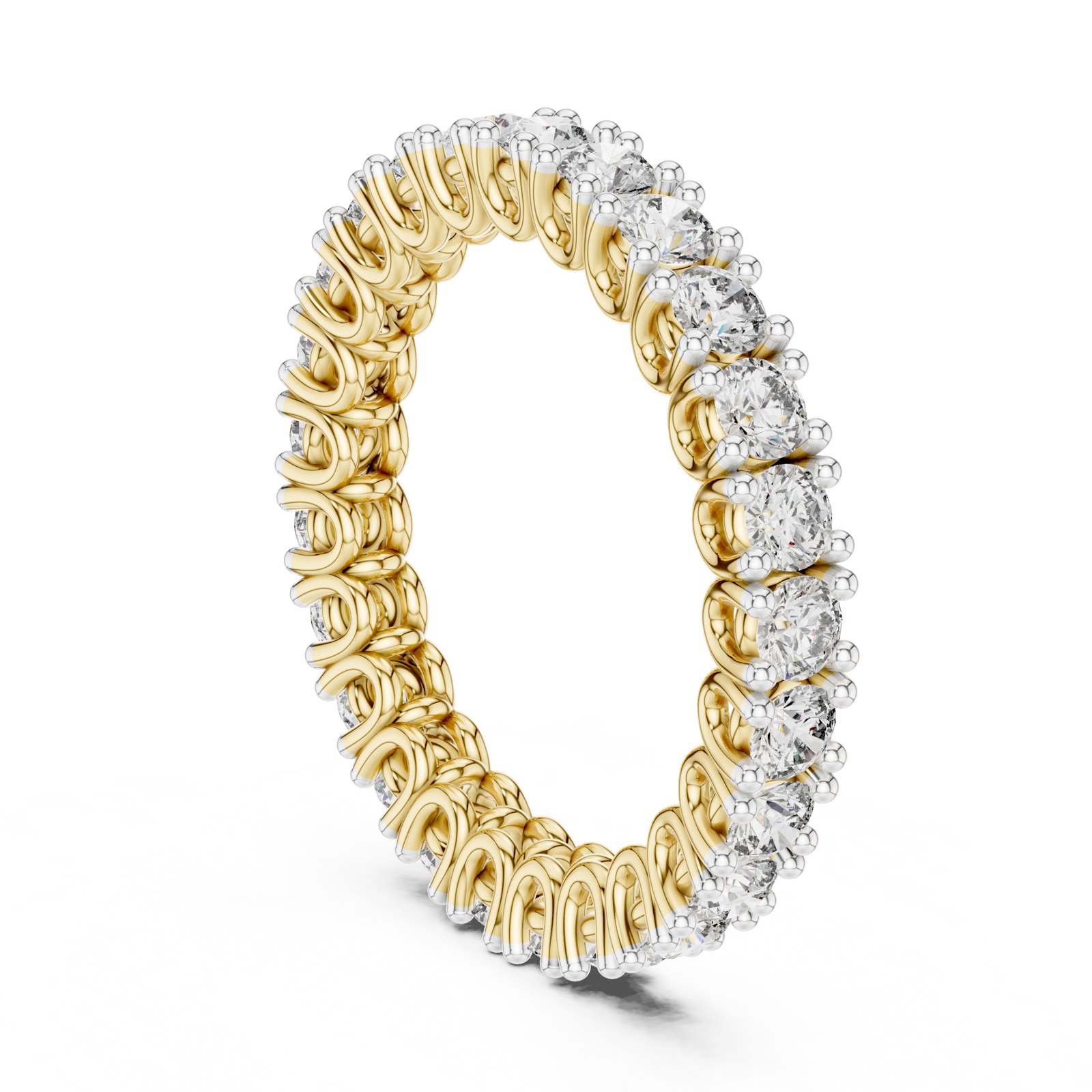 Esmeralda Round Prong Set Eternity Band in yellow gold