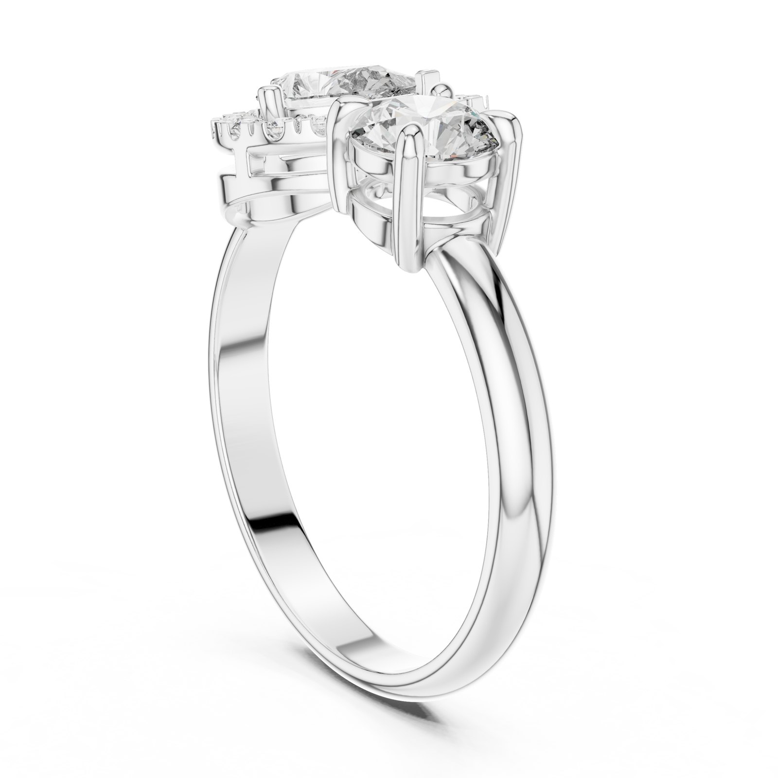 Thalia Round and Pear Toi Et Moi Ring with Pear Halo in white gold