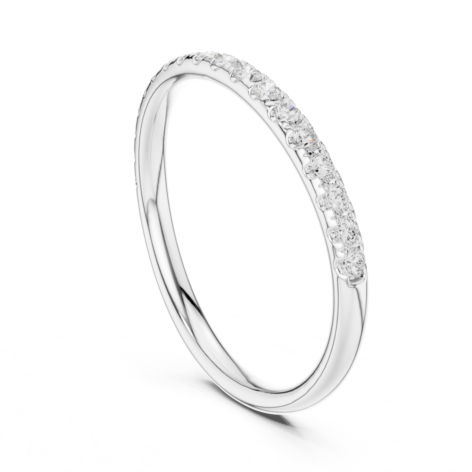 Isla Gently Curved Pavé Wedding Band in white gold