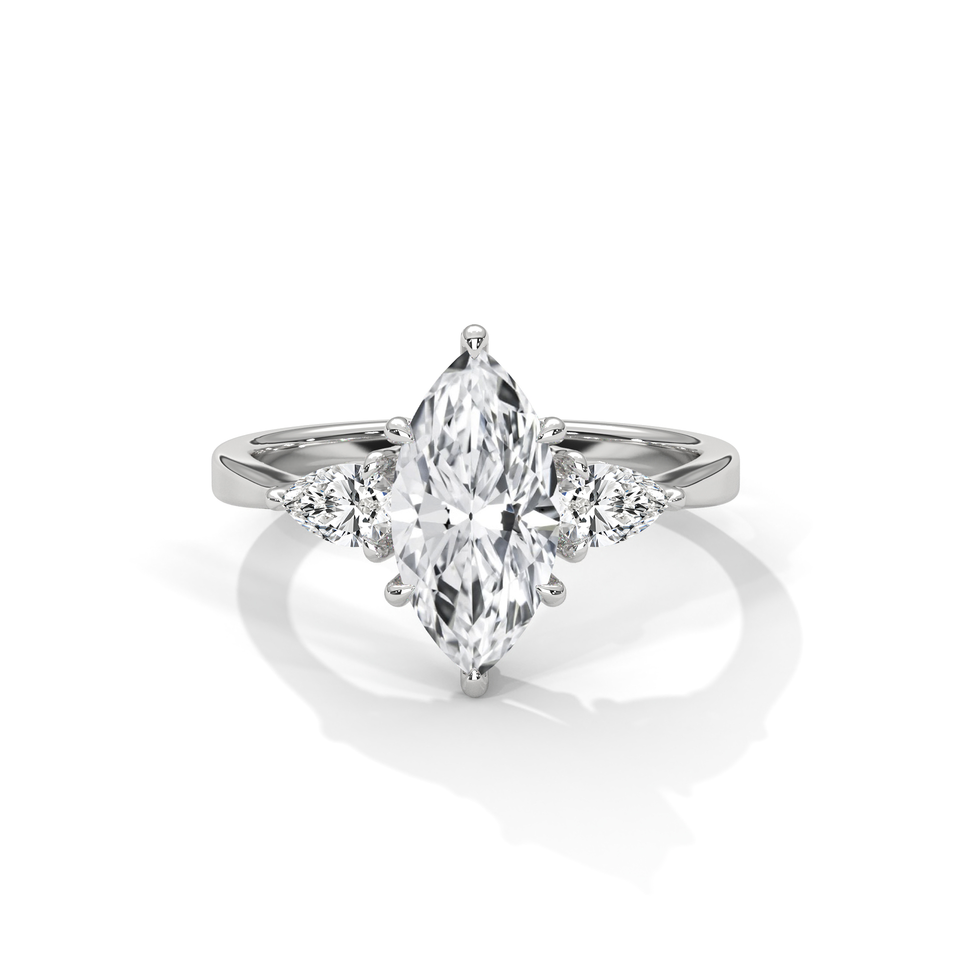 Marquise and Pear Three-Stone Diamond Ring