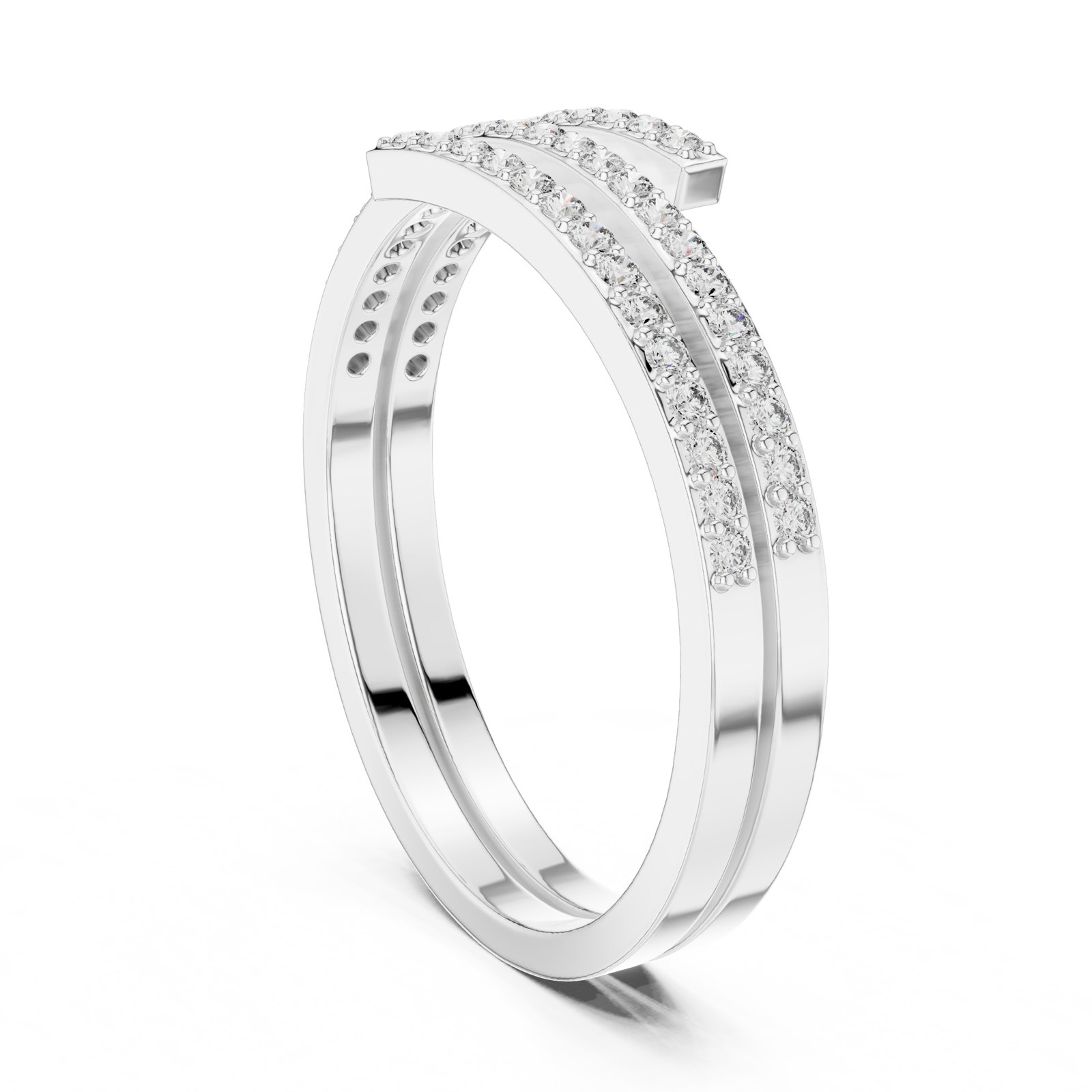Liselotte Layered Pavé Wrap Wedding Ring in white gold
