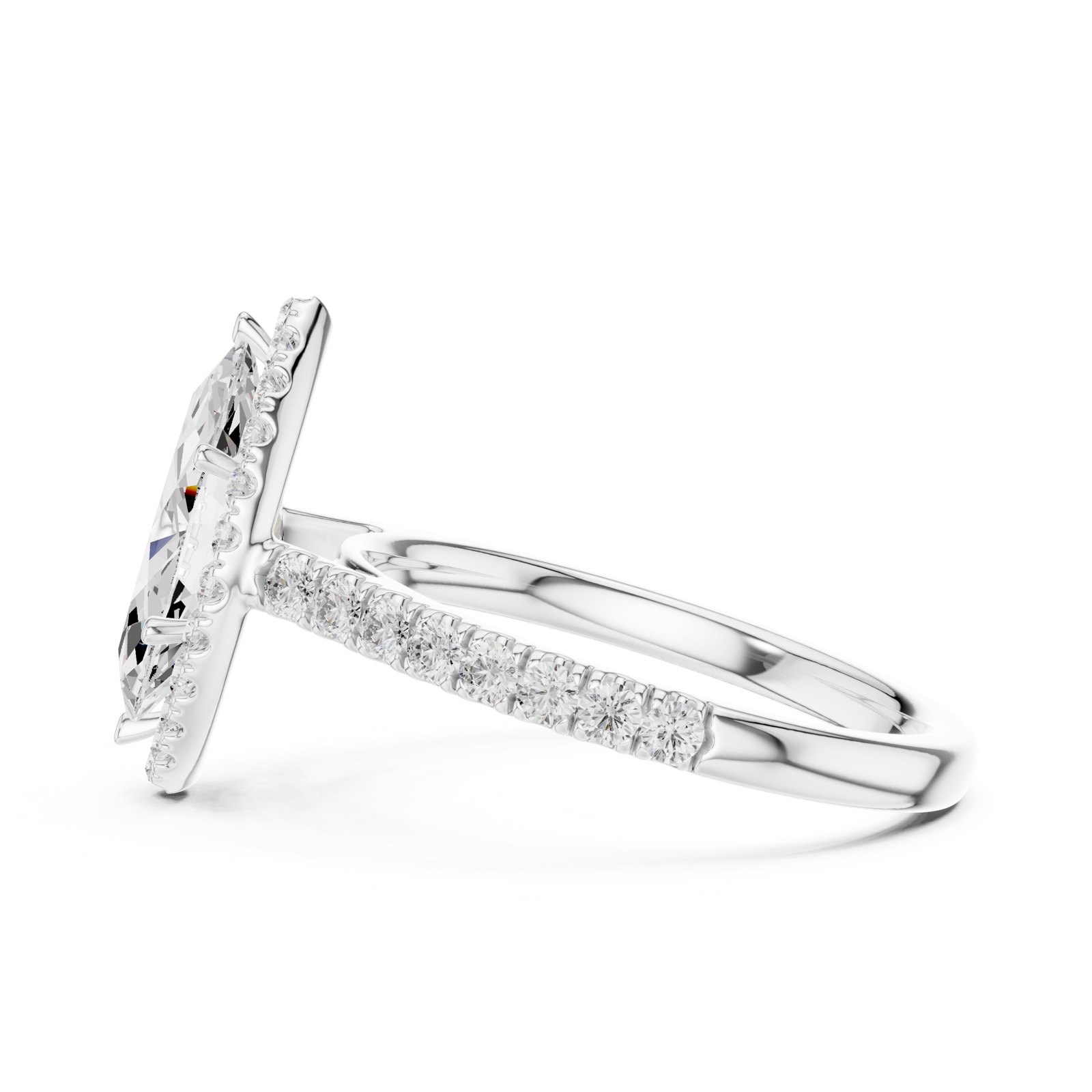 Maisie Marquise Halo Pavé Engagement Ring in white gold