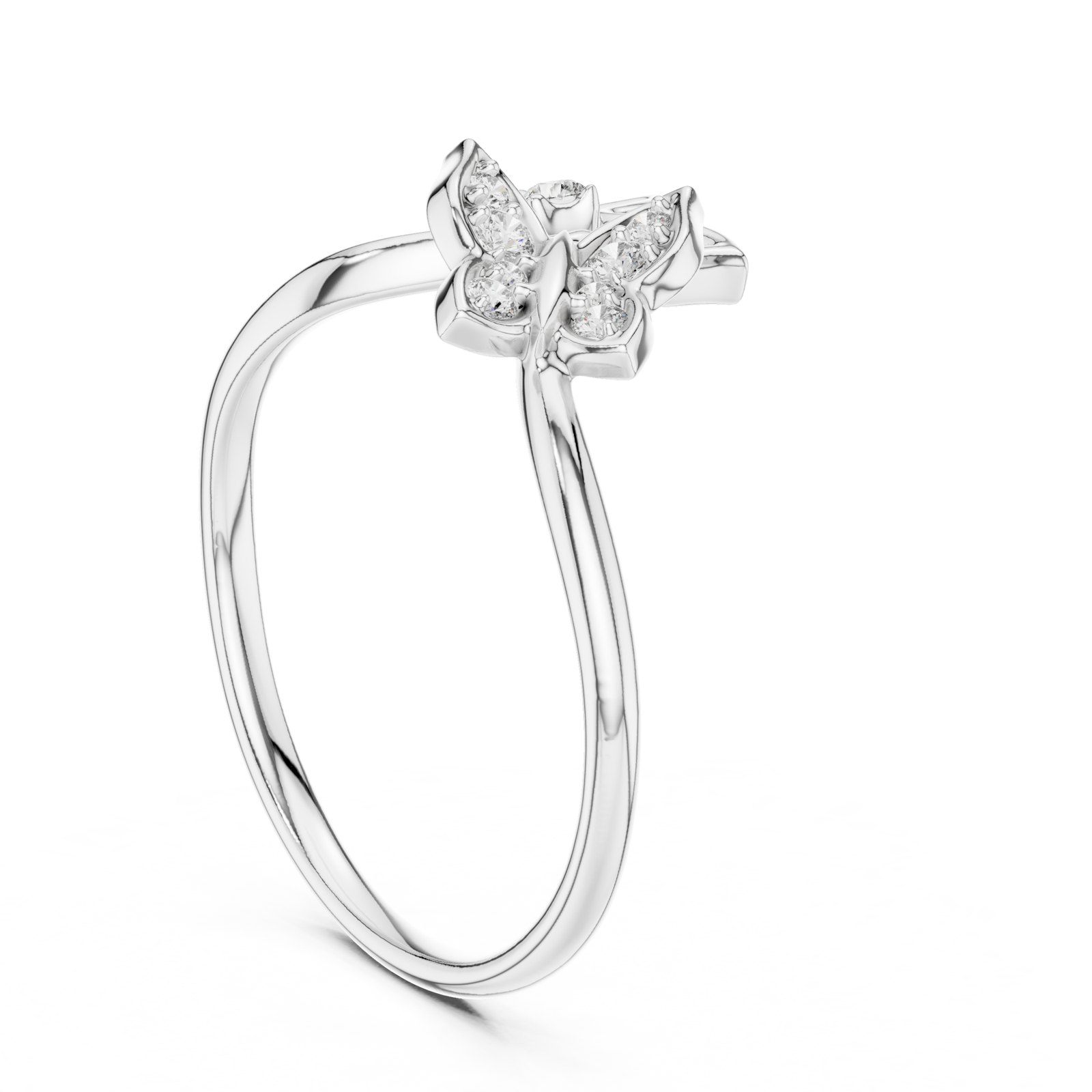 Kaya Butterfly Pavé Fashion Ring in white gold