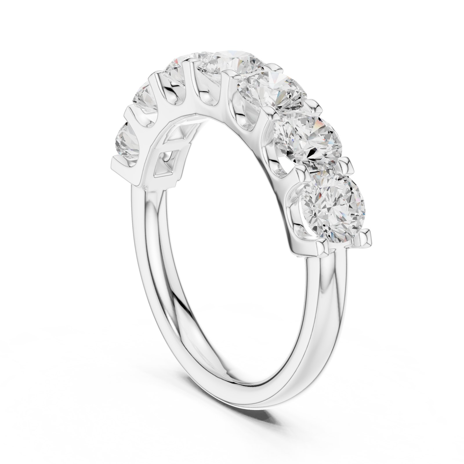 Isabeau Seven Stone Round Half Eternity Band in white gold