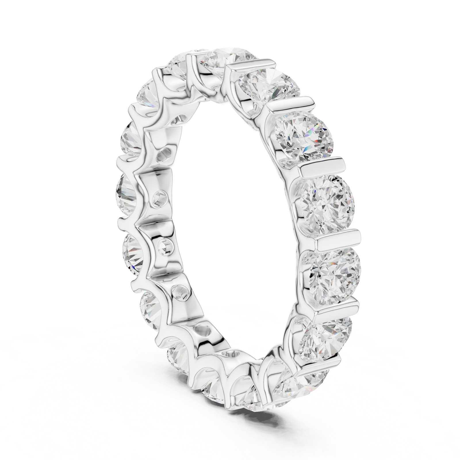 Anabel Bar Set Round Full Eternity Band in white gold