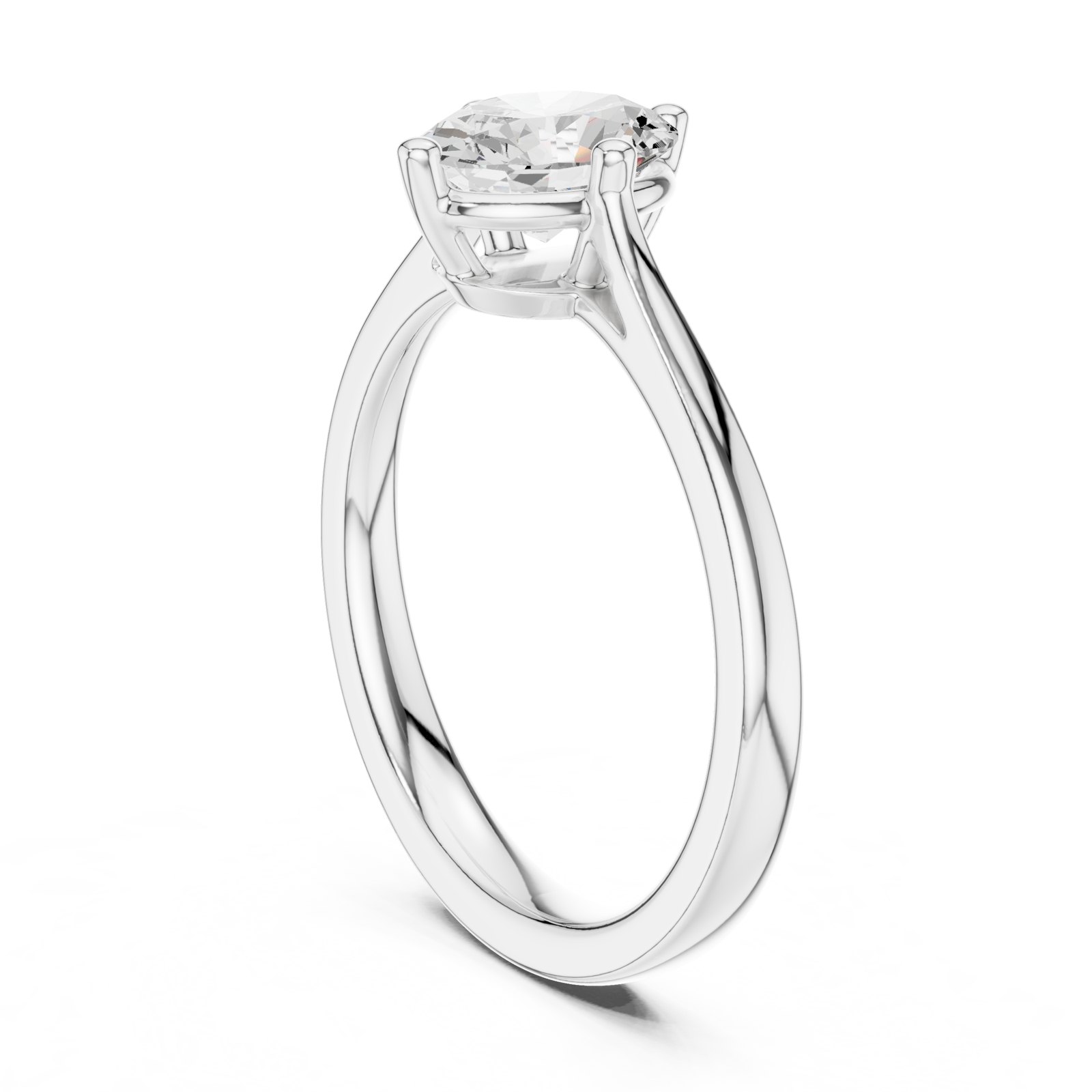 Celeste Oval Solitaire Engagement Ring with Tapered Band in white gold