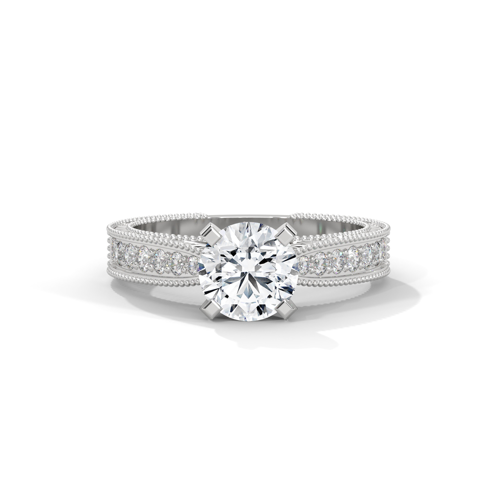 Vintage Round Milgrain Pavé Ring