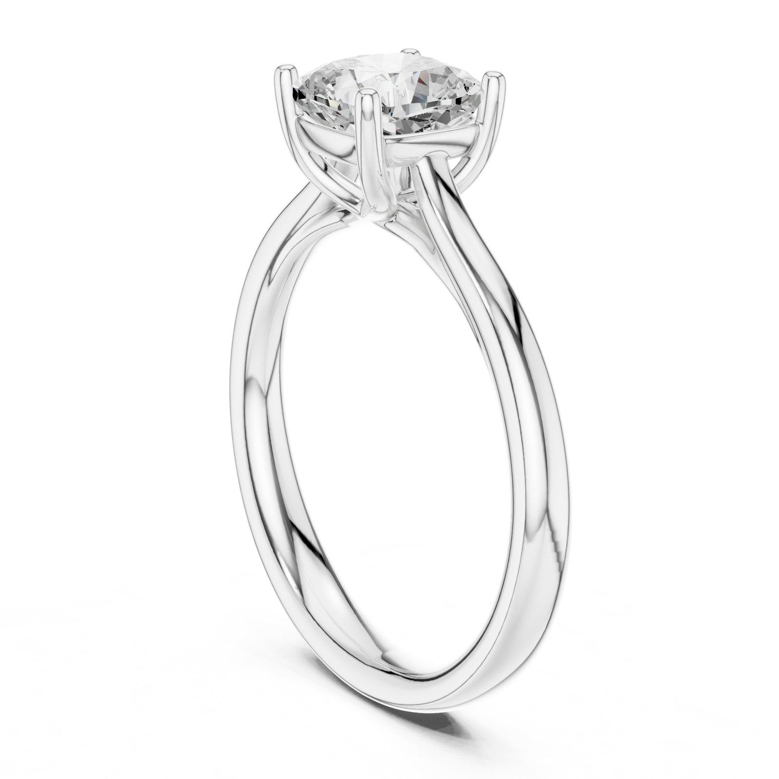 Aura Cushion Cut Cathedral Solitaire Engagement Ring in white gold