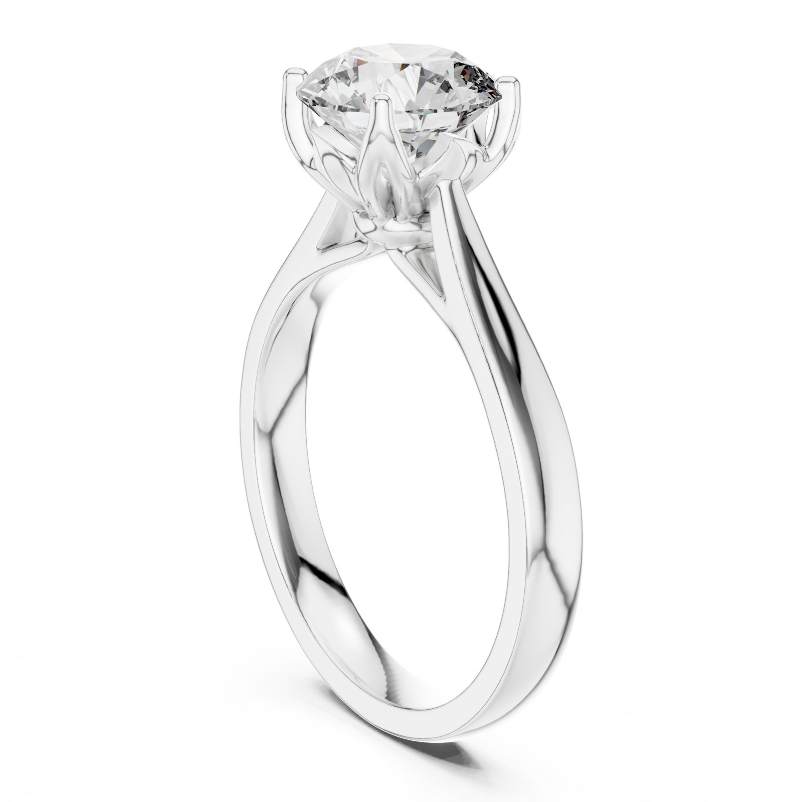 Ariel Four-Claw Cathedral Solitaire Engagement Ring in white gold