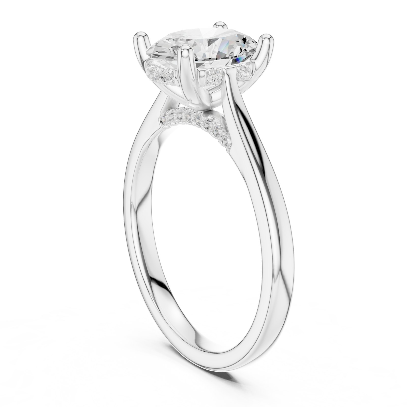 Anais Oval Hidden Halo Engagement Ring in white gold