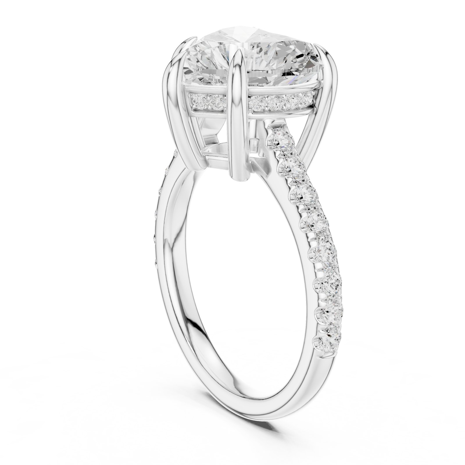 Freya Heart Hidden Halo Pavé Engagement Ring in white gold