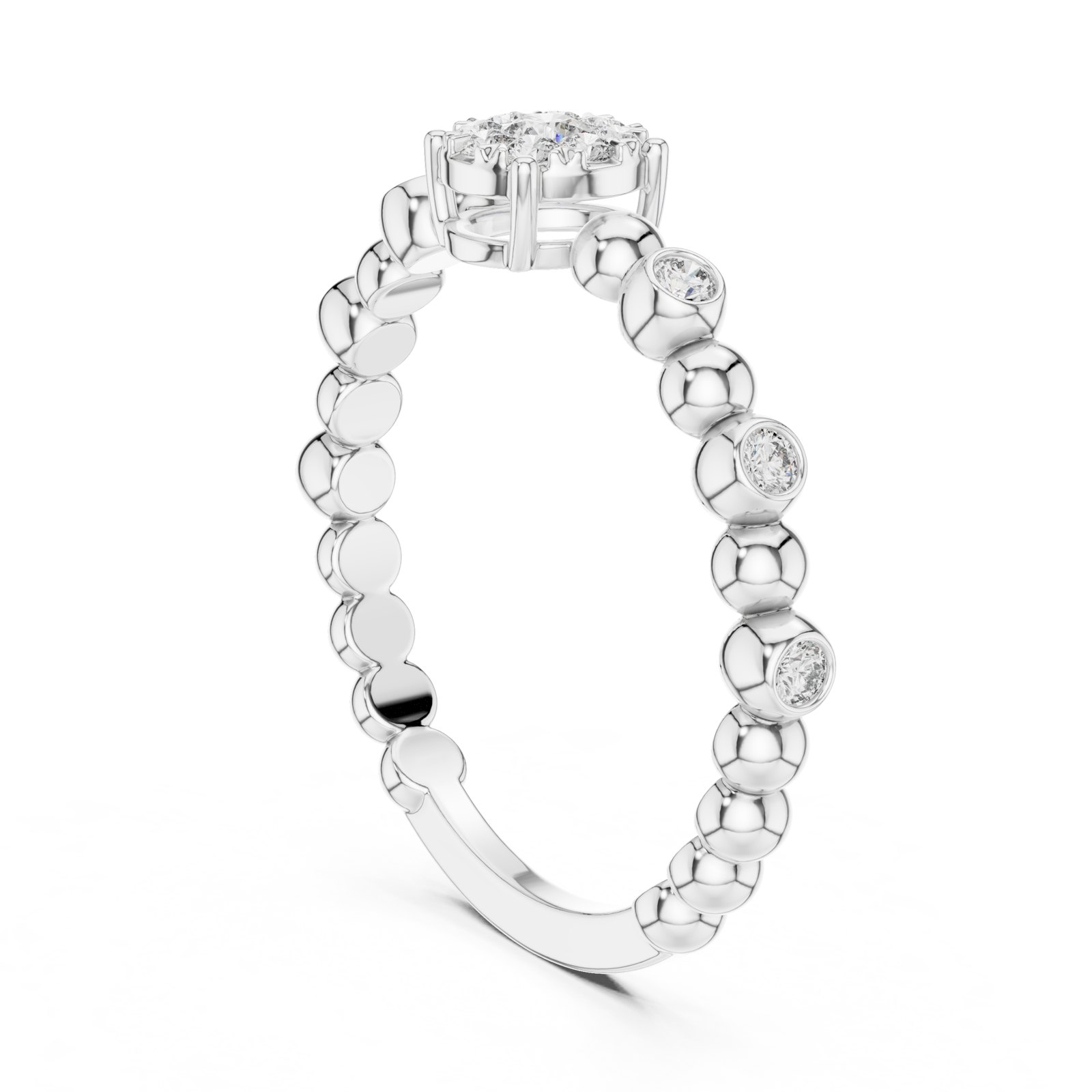 Salvia Beaded Bubble Band Cluster Ring in white gold
