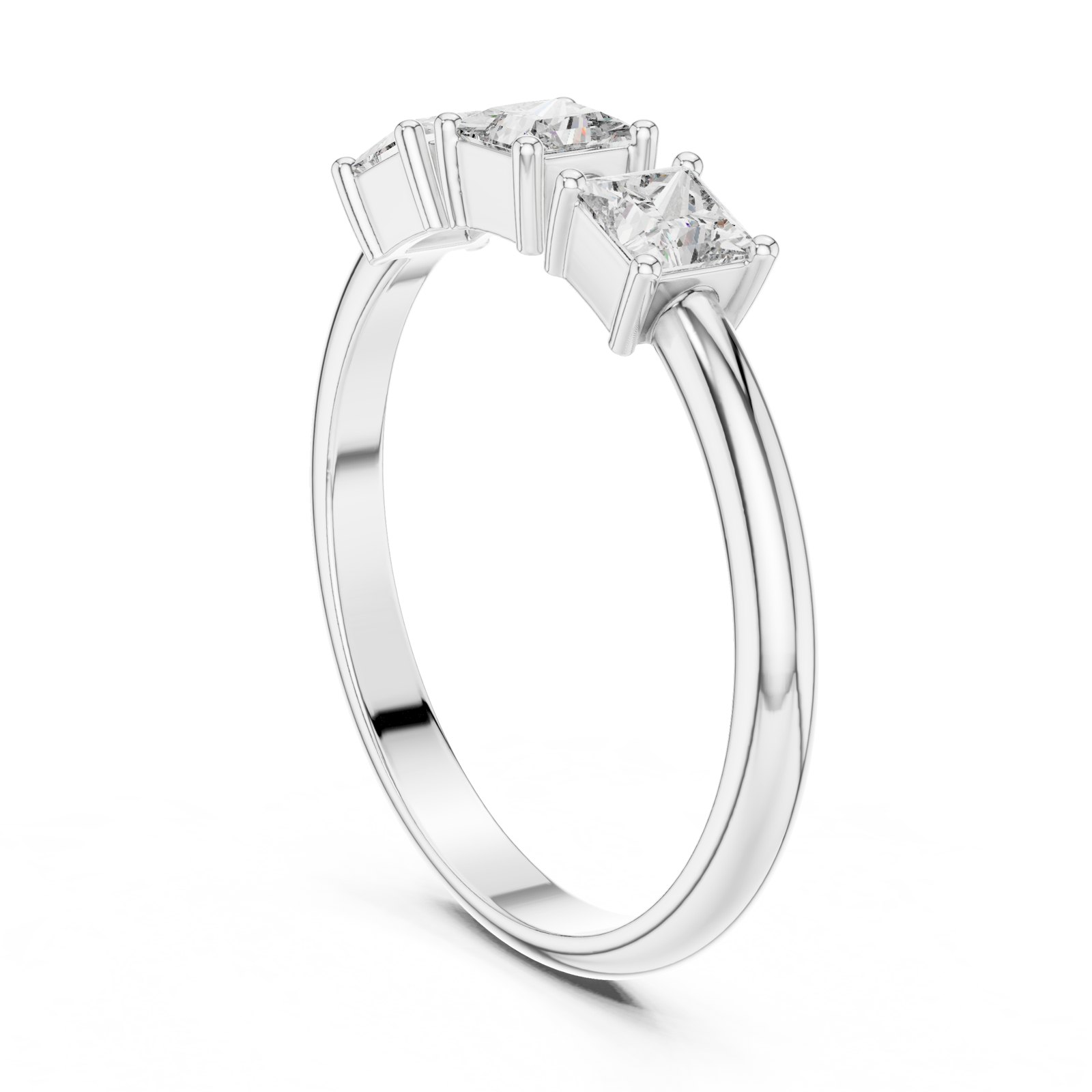 Nyx Princess Cut Trio Stacking Wedding Band in white gold