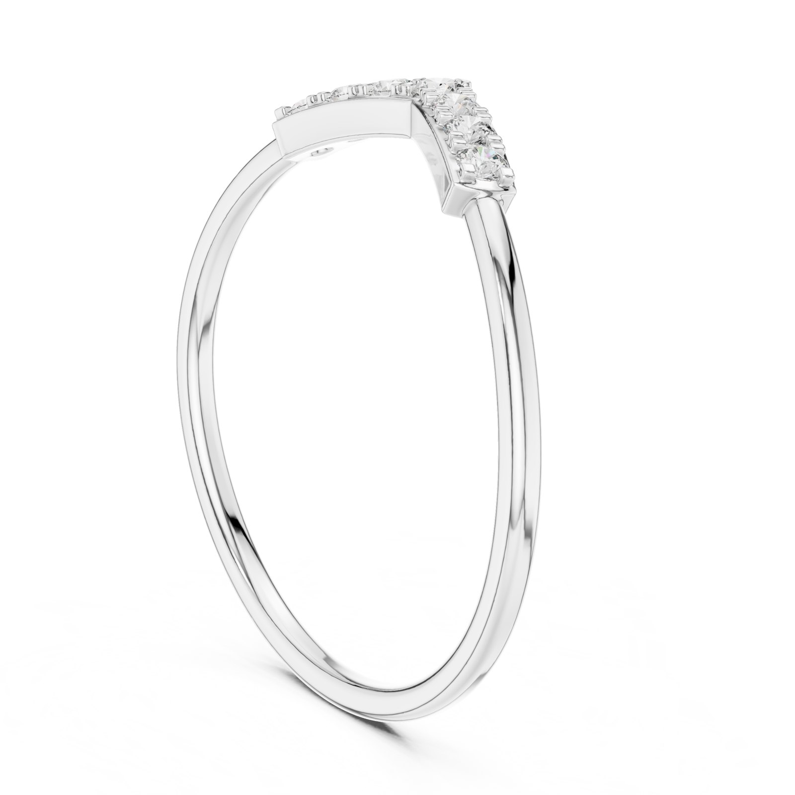 Bryony Chevron V Wedding Band in white gold