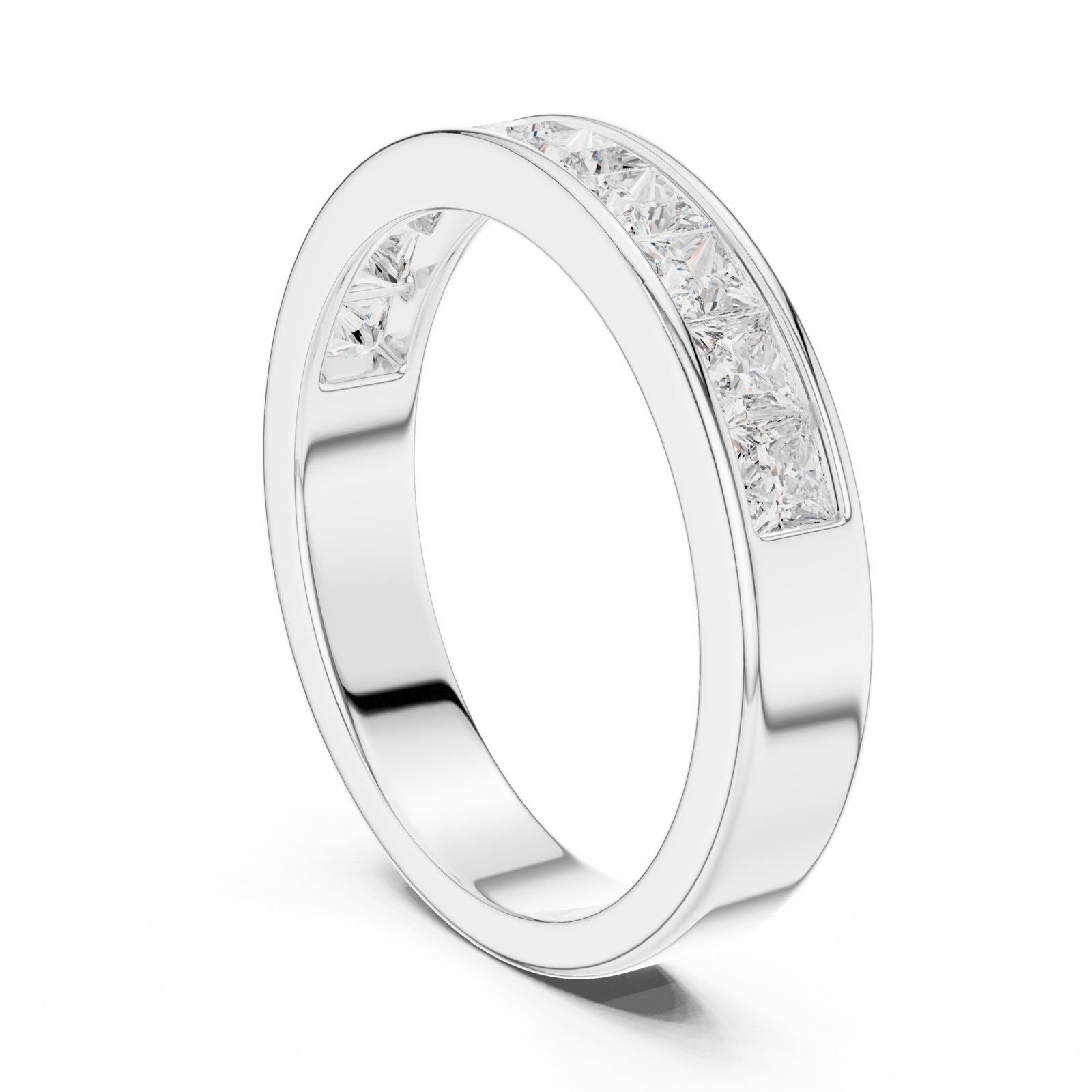 Ligeia Channel Set Princess Cut Half Eternity Band in white gold