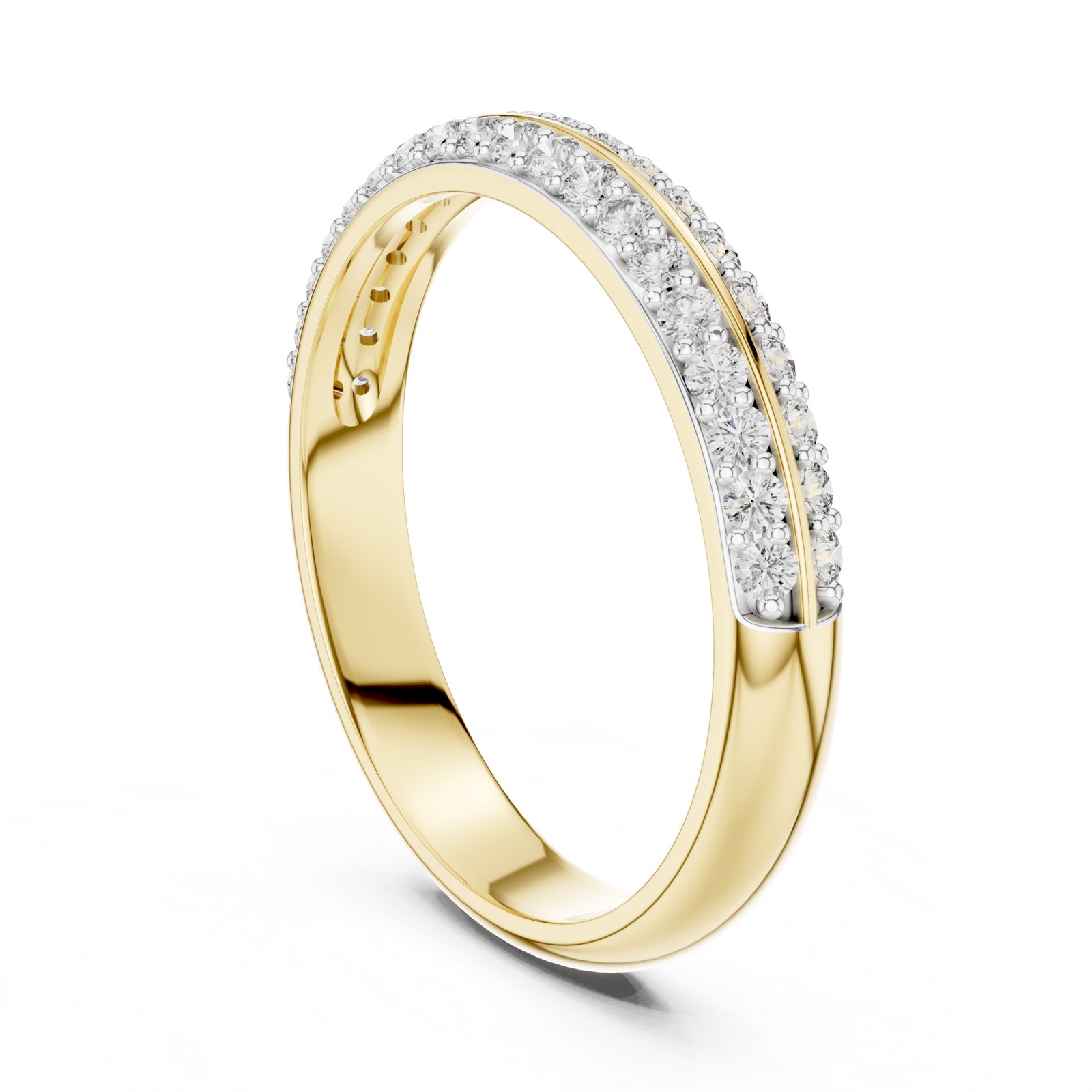 Alani Double Row Pavé Half Eternity Band in yellow gold