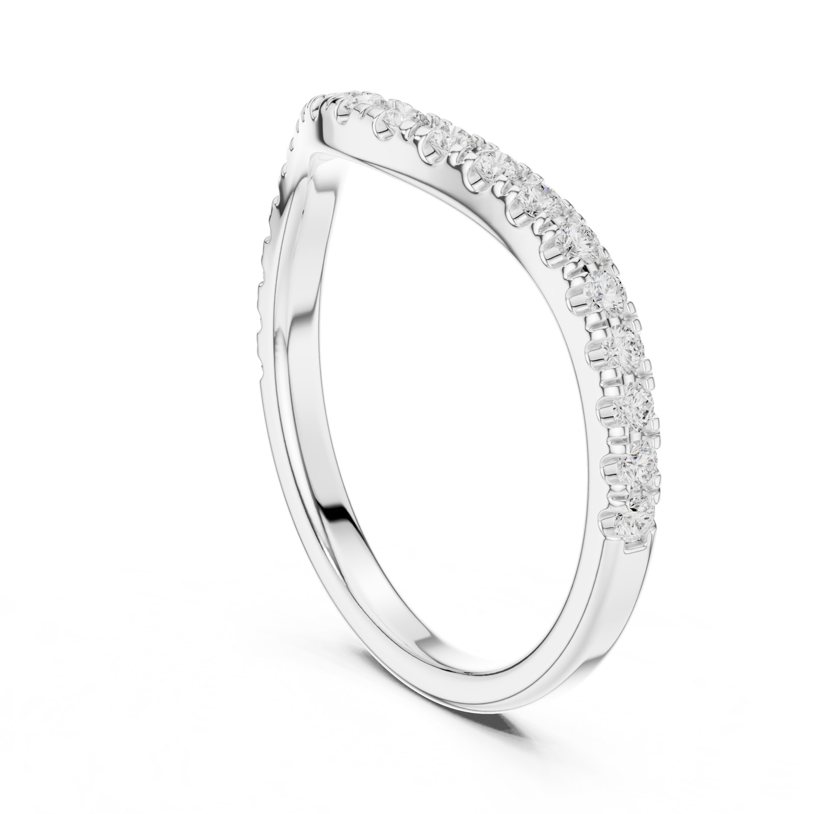 Isobel Curved Pavé Wedding Band in white gold