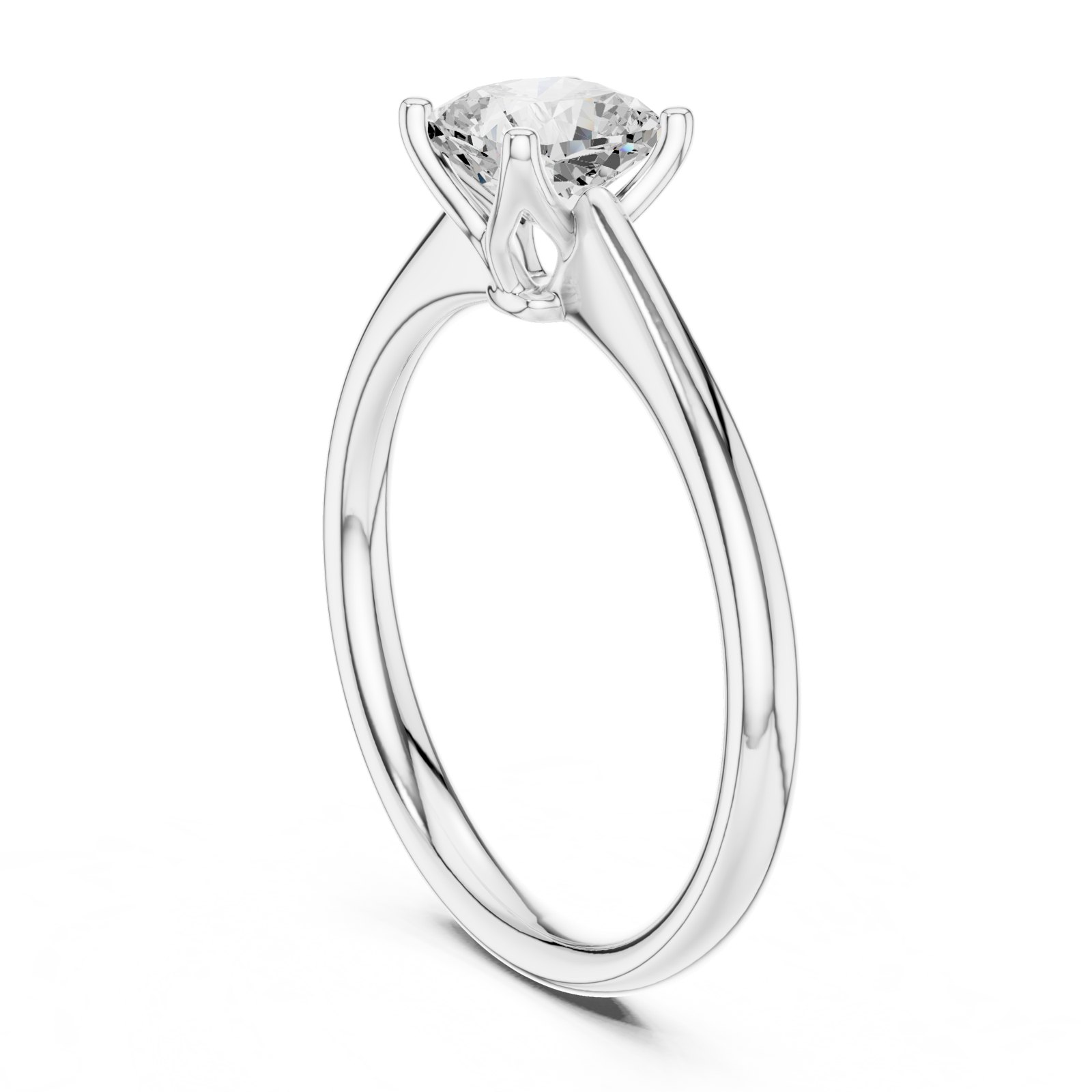 Daphne Cushion Cut Cathedral Solitaire Engagement Ring in white gold