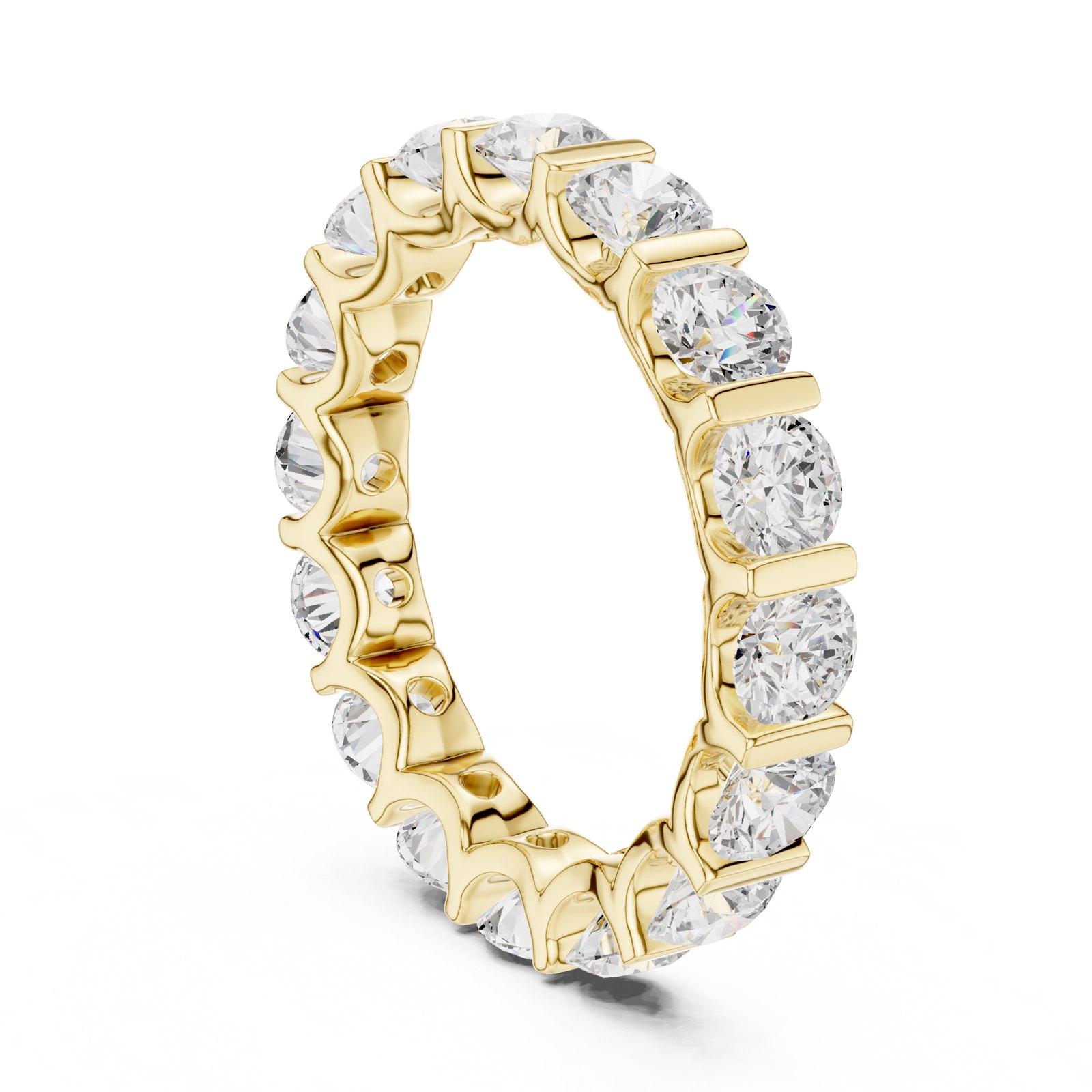 Anabel Bar Set Round Full Eternity Band in yellow gold