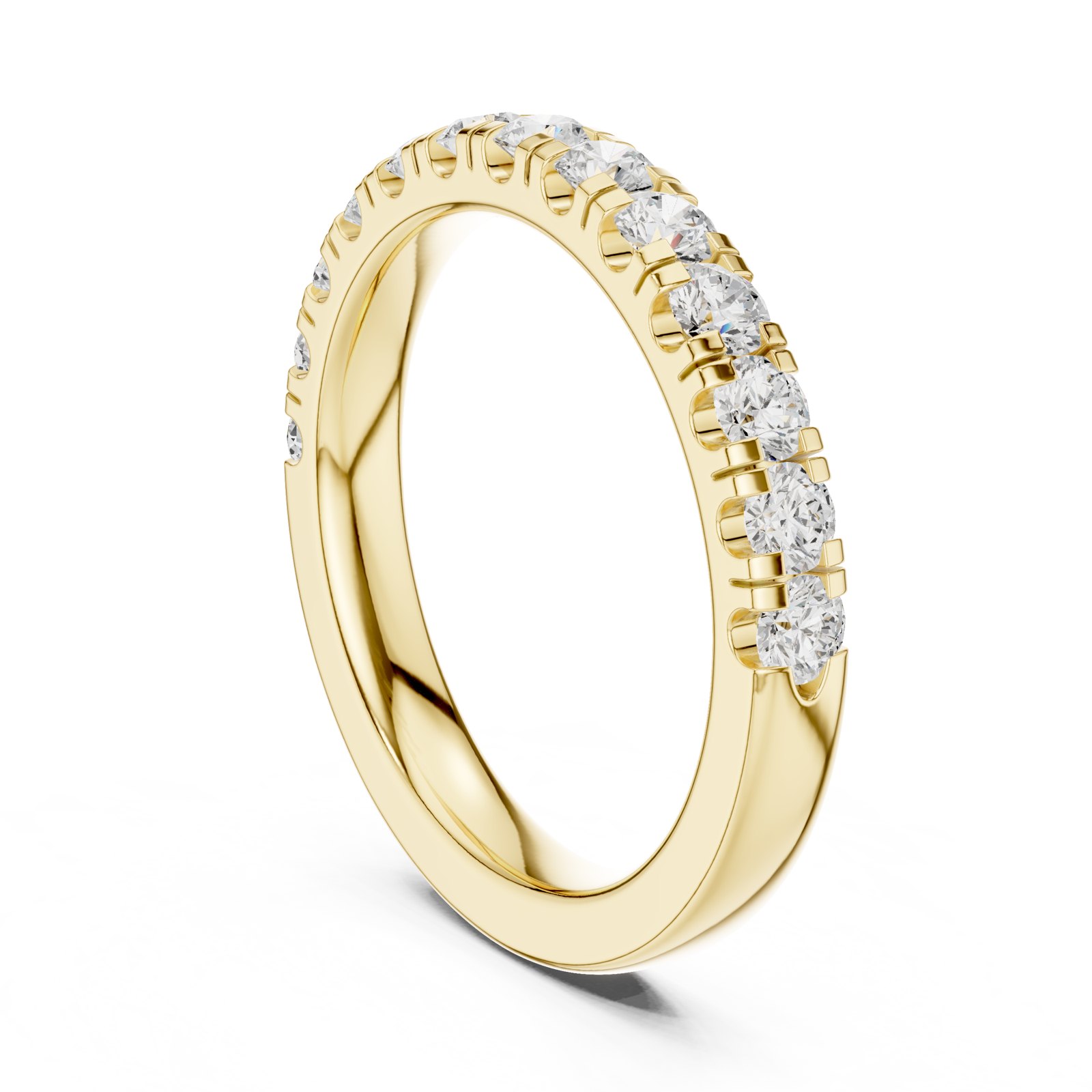 Amadea Graduated Shared Prong Half Eternity Band in yellow gold