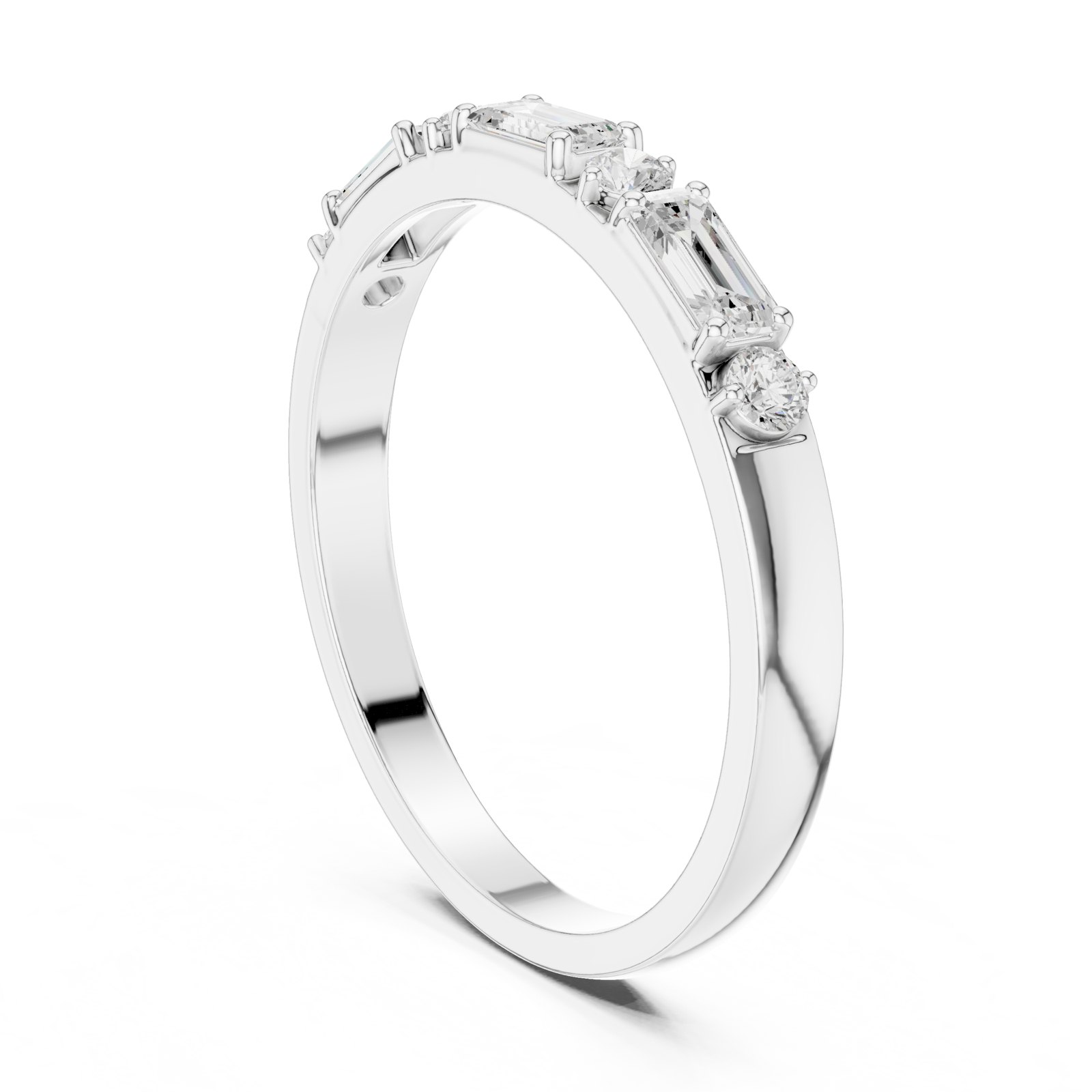 Bettina Emerald Cut and Round Half Eternity Band in white gold