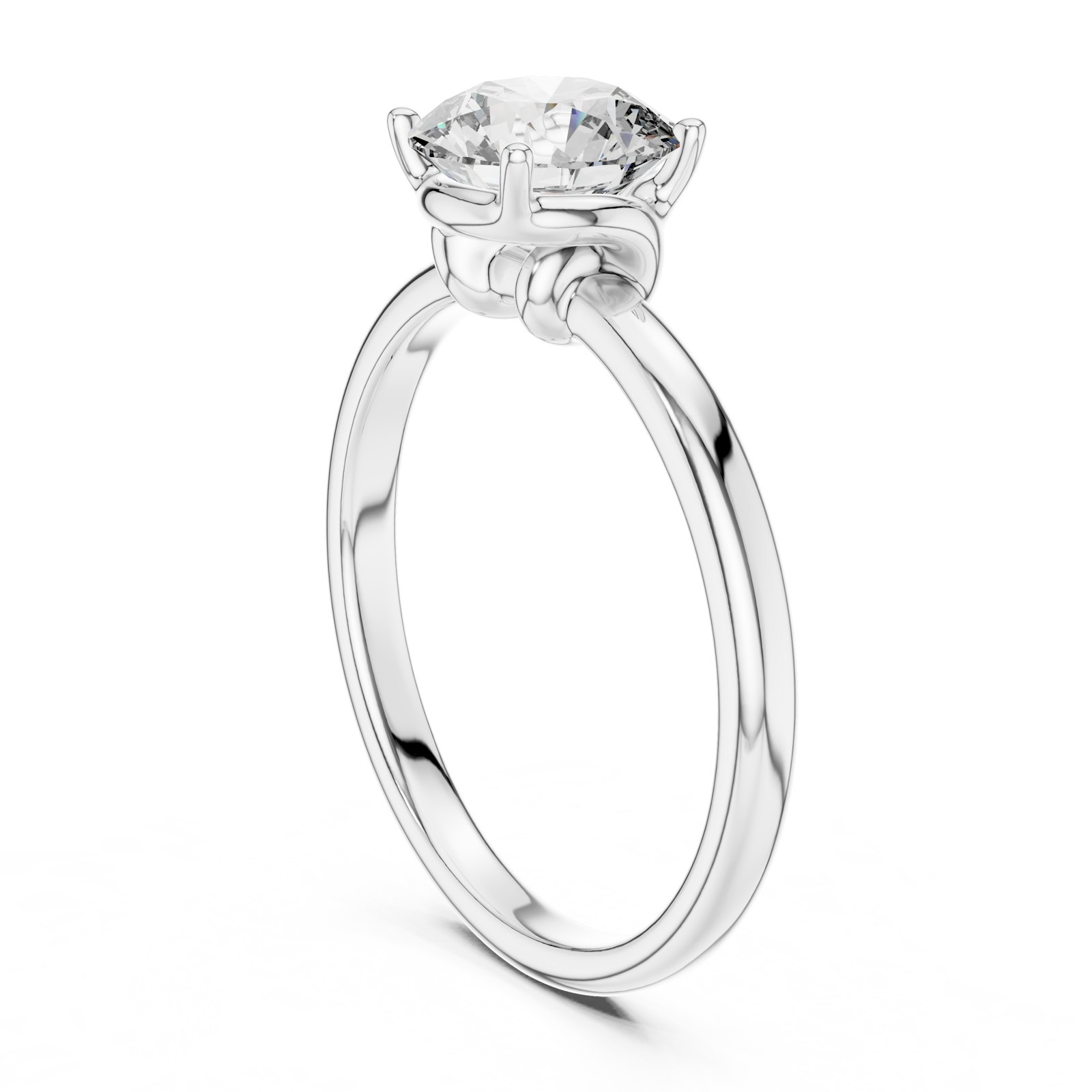 Bellamy Round Knot Detail Solitaire Engagement Ring in white gold