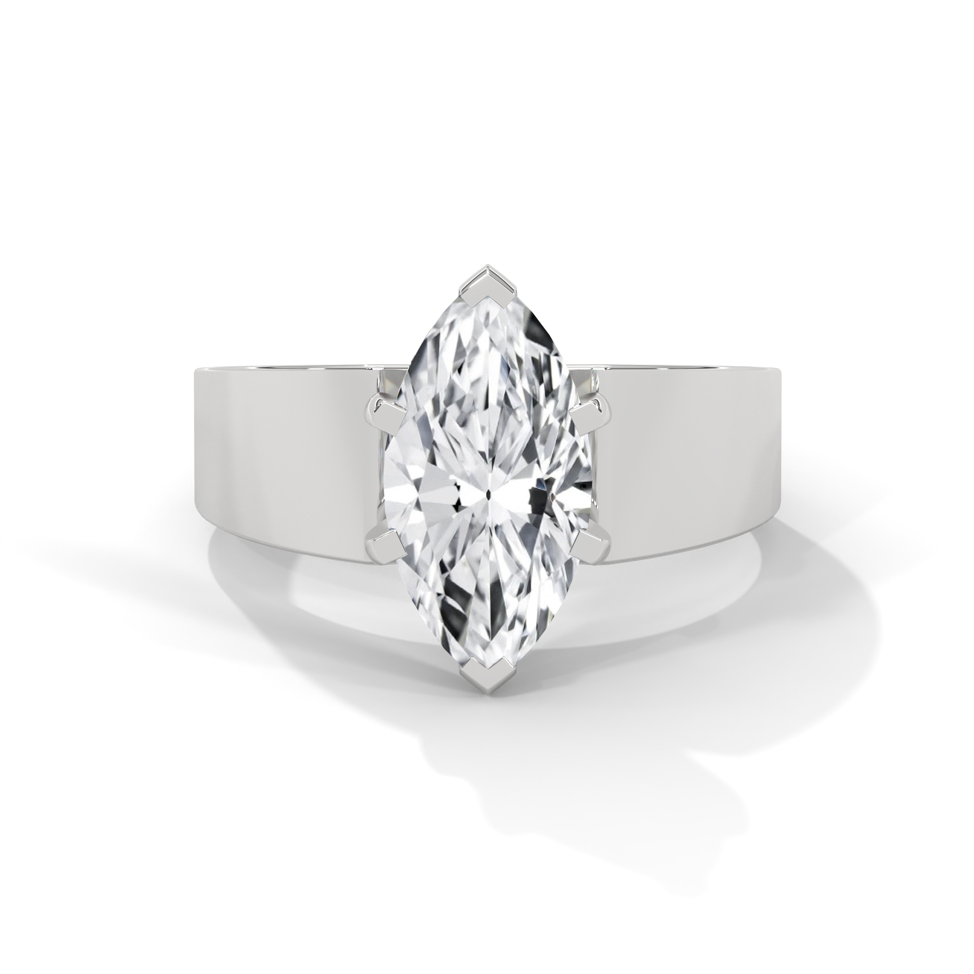 Marquise Wide Cathedral Solitaire Ring