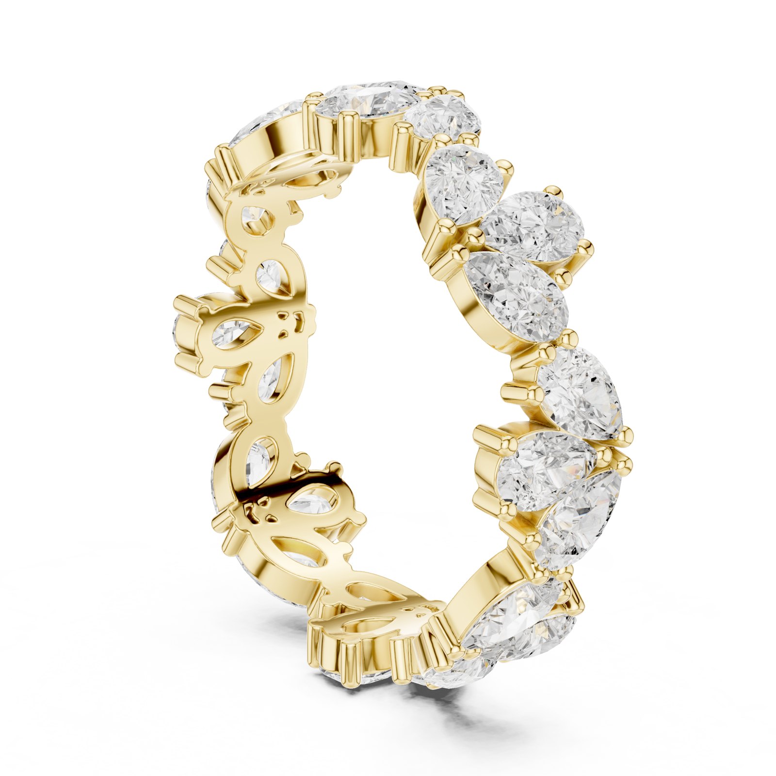 Ivanka Pear Diamond Cluster Eternity Band in yellow gold