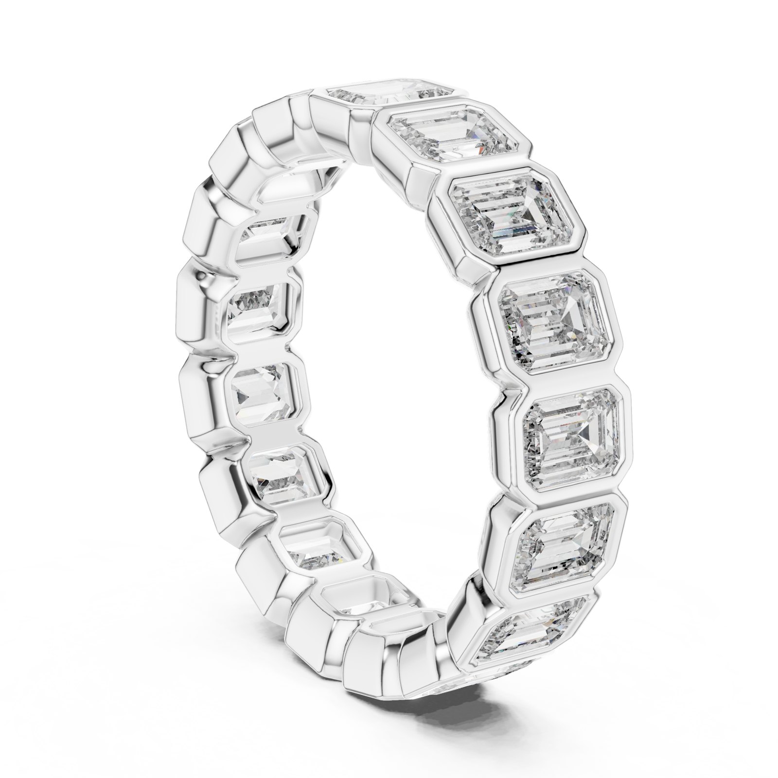 Solana East-West Emerald Cut Bezel Eternity Band in white gold