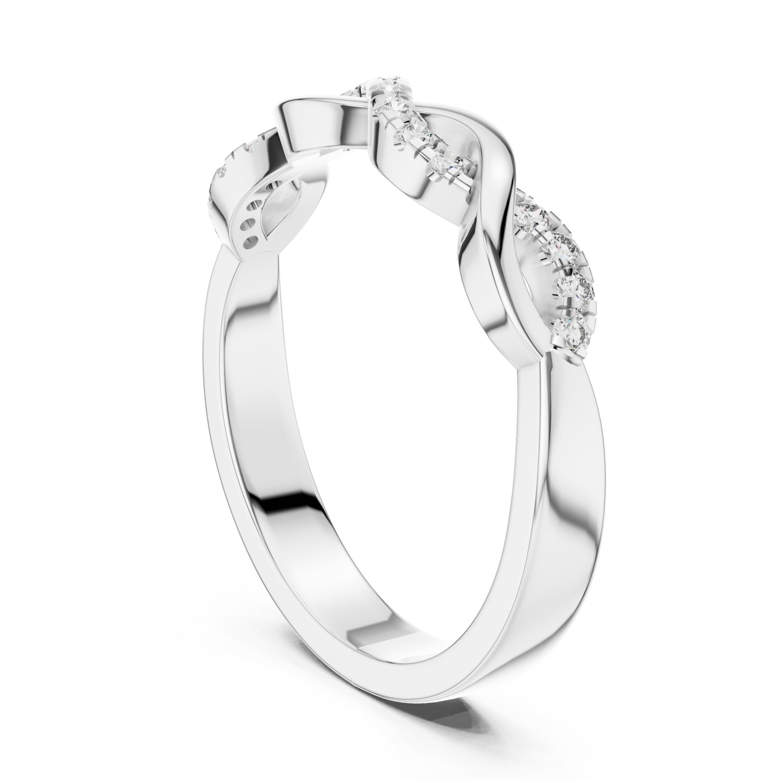 Alaia Twisted Bypass Wedding Band with Diamond Accents in white gold