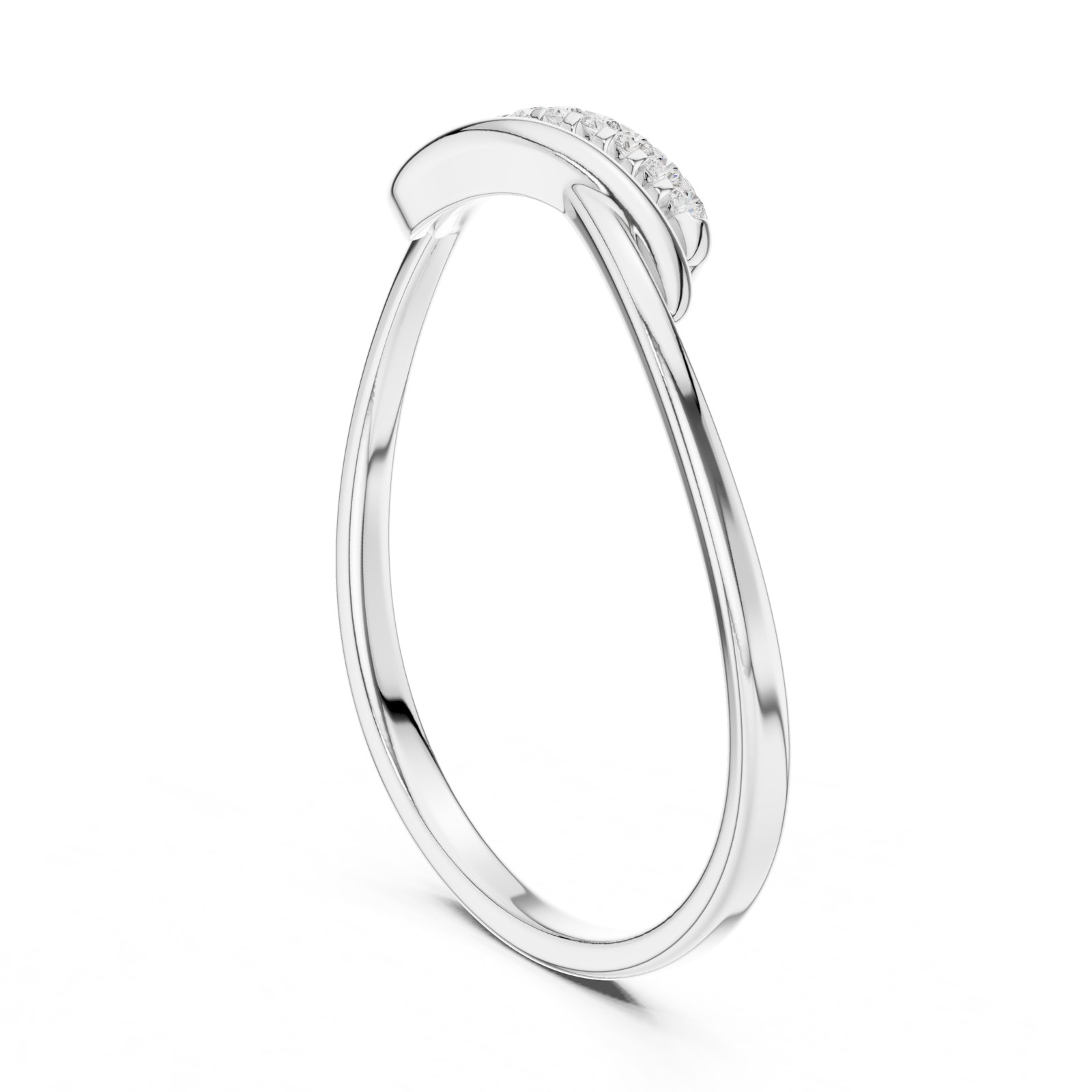 Dione Pavé Ribbon Crossover Ring in white gold