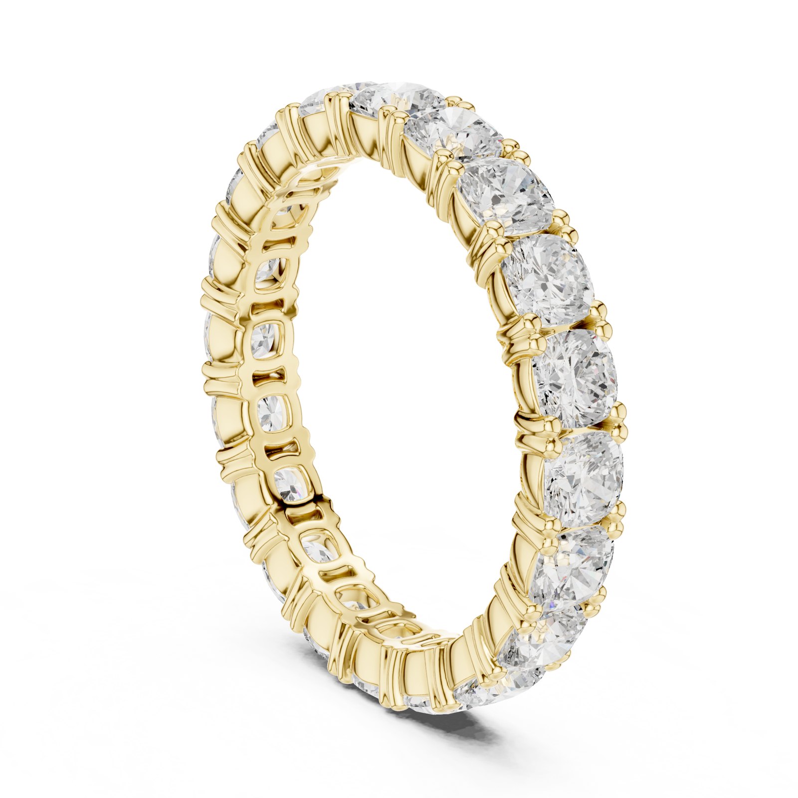 Apolline Large Cushion Cut Eternity Band in yellow gold