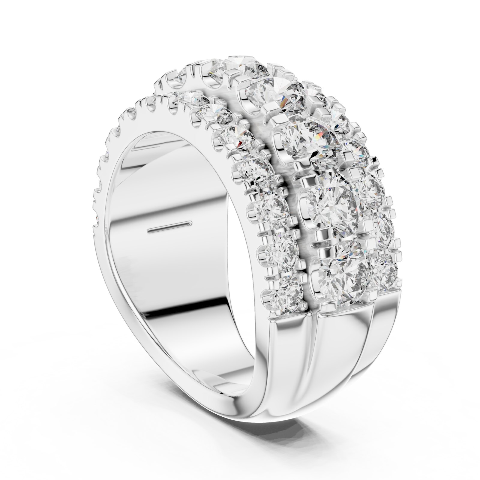 Rosalinda Wide Multi-Row Pavé Wedding Band in white gold