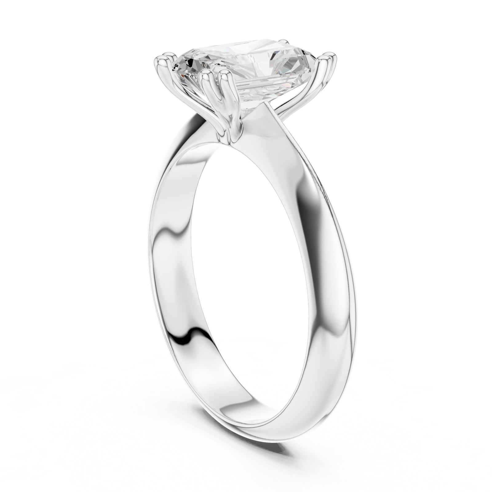 Keira Radiant Knife-Edge Solitaire Engagement Ring in white gold