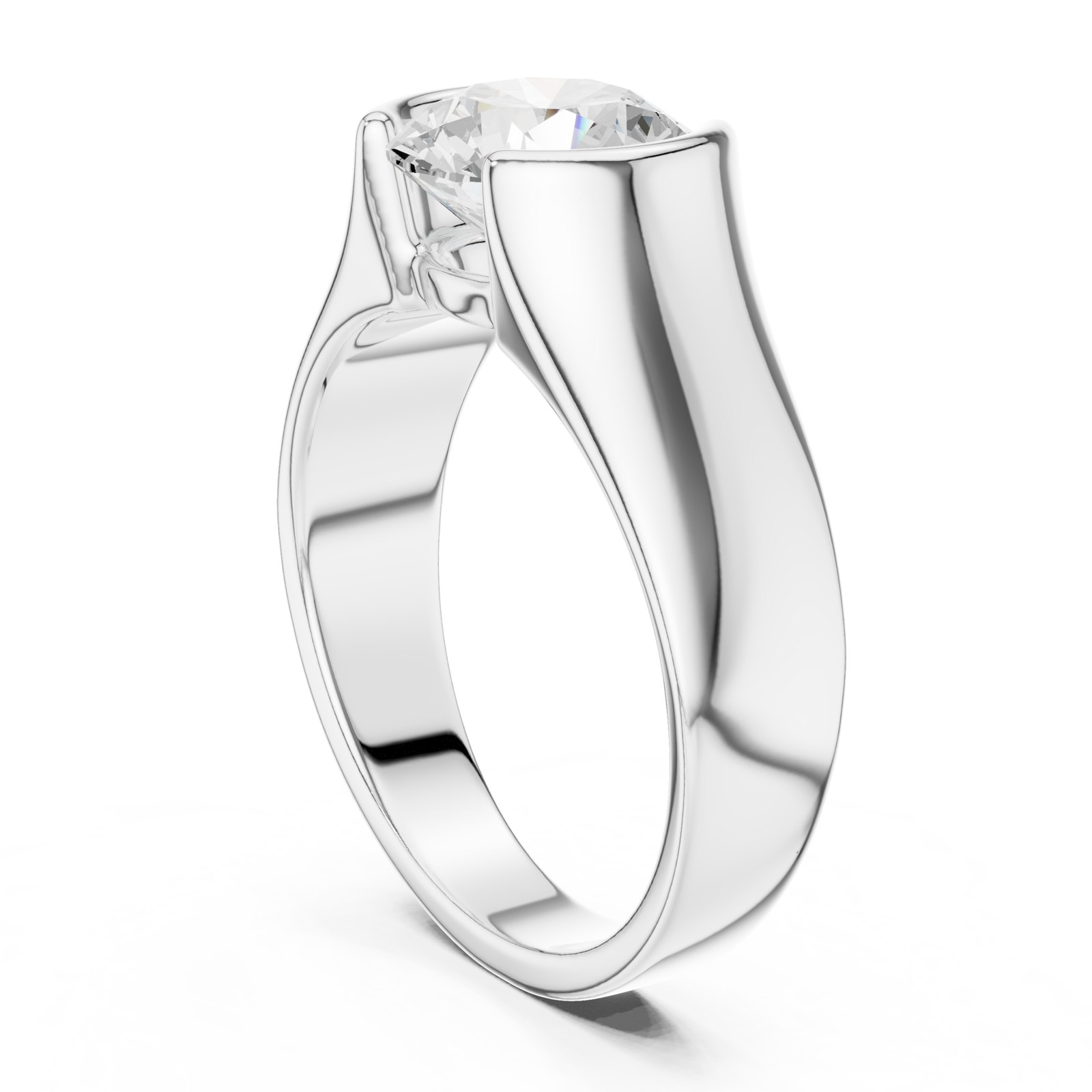 Arlo Men's Sculpted Tension Style Solitaire Ring in white gold
