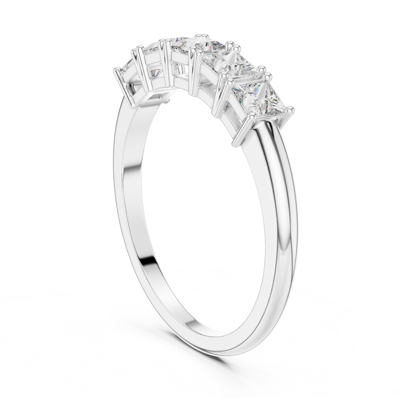 Sif Princess Cut Graduated Half Eternity Band in white gold