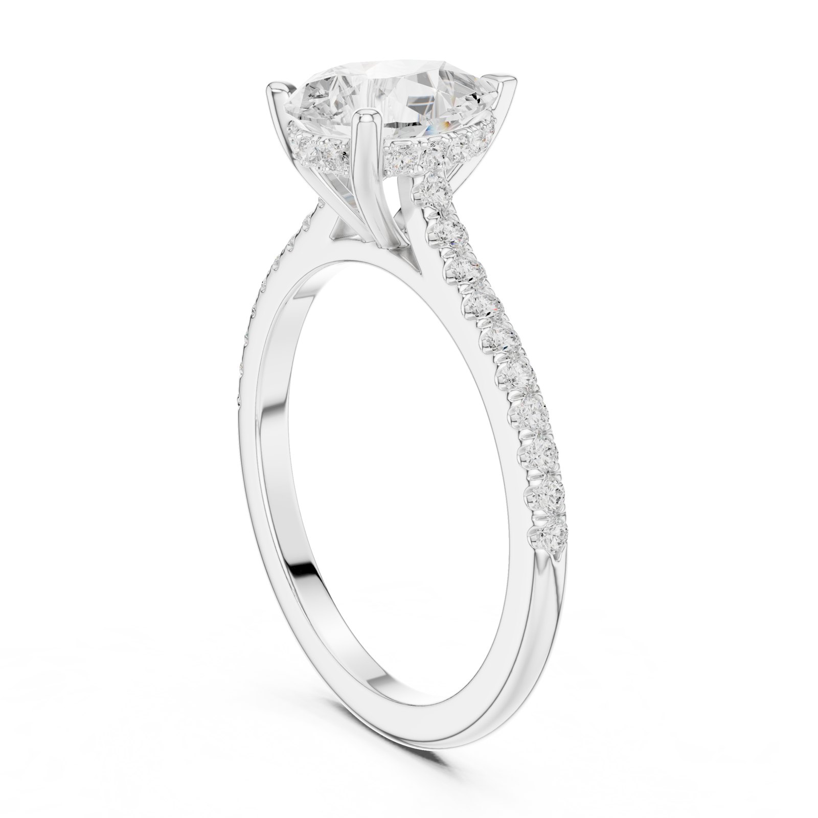 Ilse Pear Hidden Halo Pavé Engagement Ring in white gold