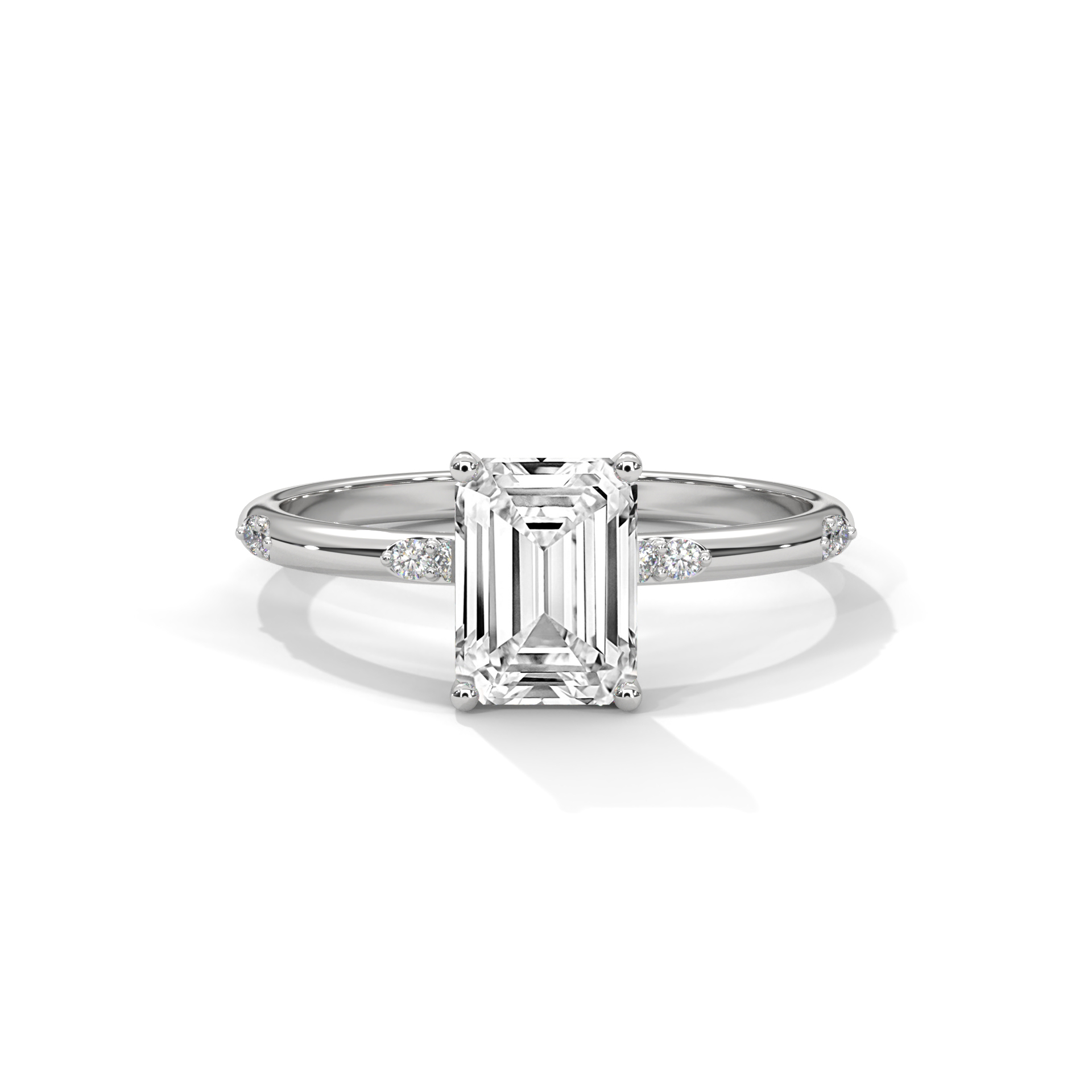 Emerald-Cut Scattered Accent Ring
