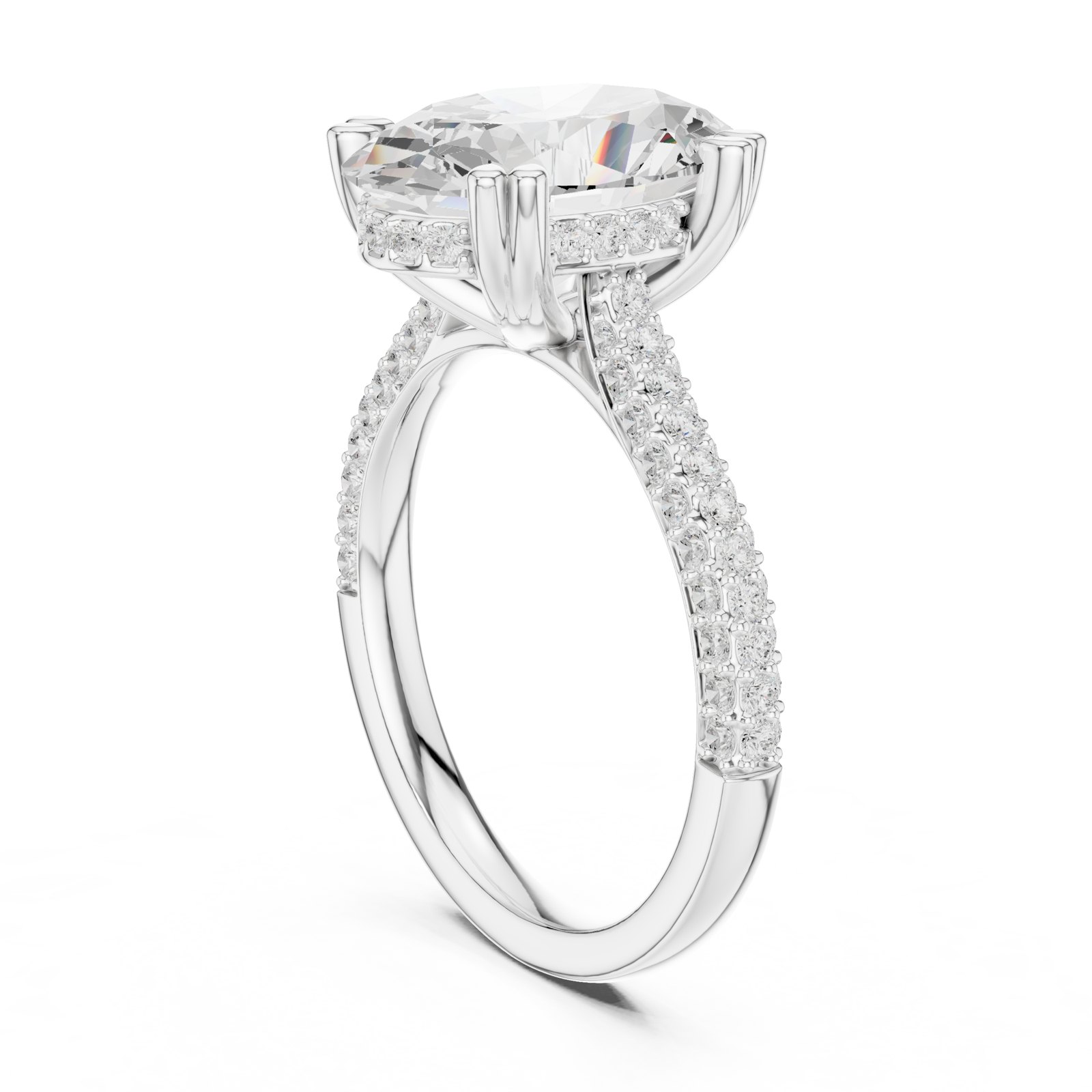 Esme Oval Hidden Halo Pavé Engagement Ring in white gold