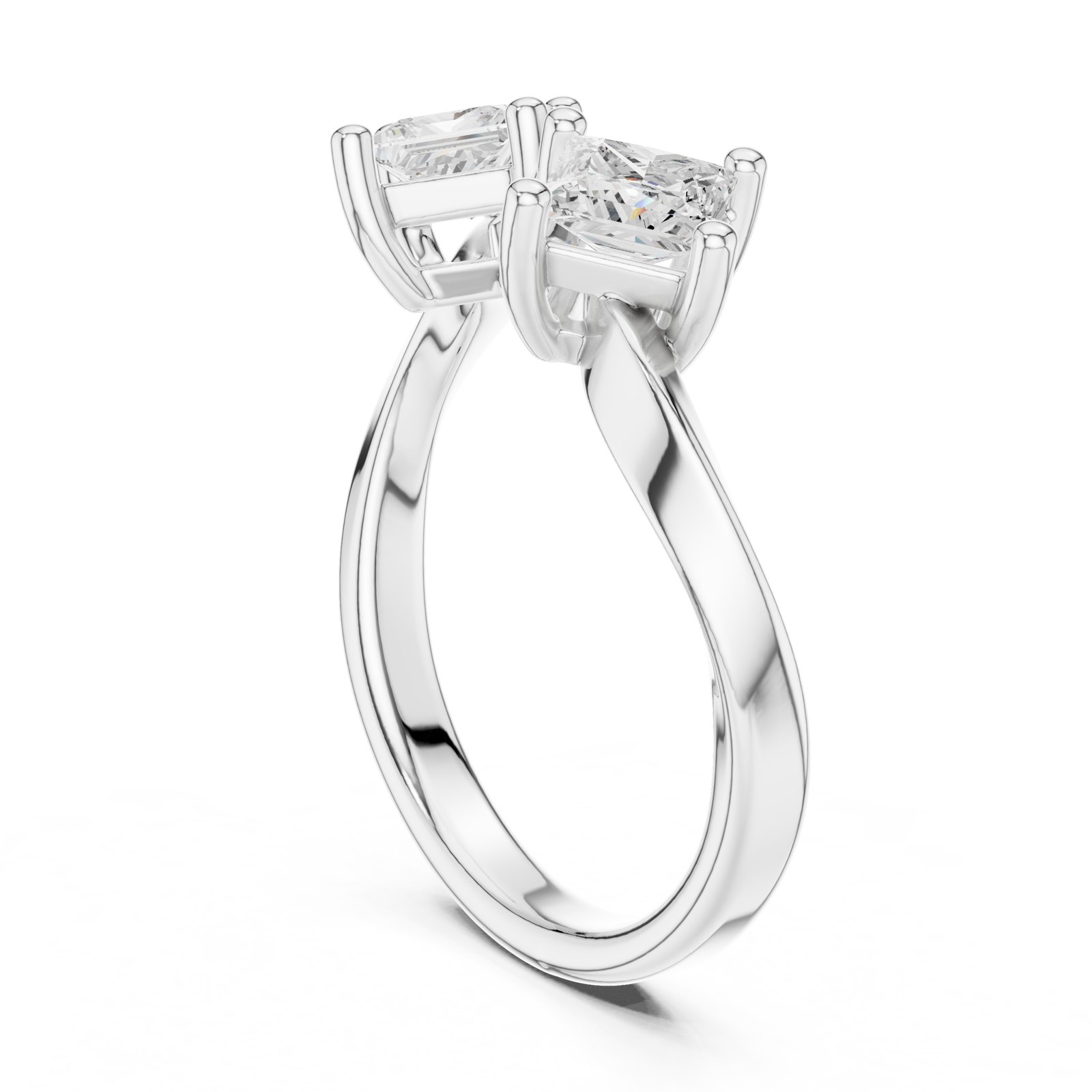 Scarlett Princess Twisted Toi Et Moi Ring in white gold