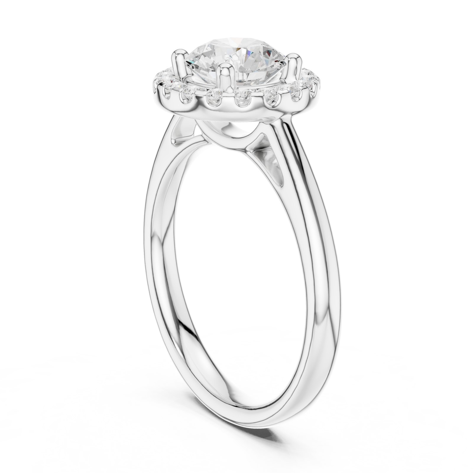 Enid Classic Round Halo Engagement Ring in white gold