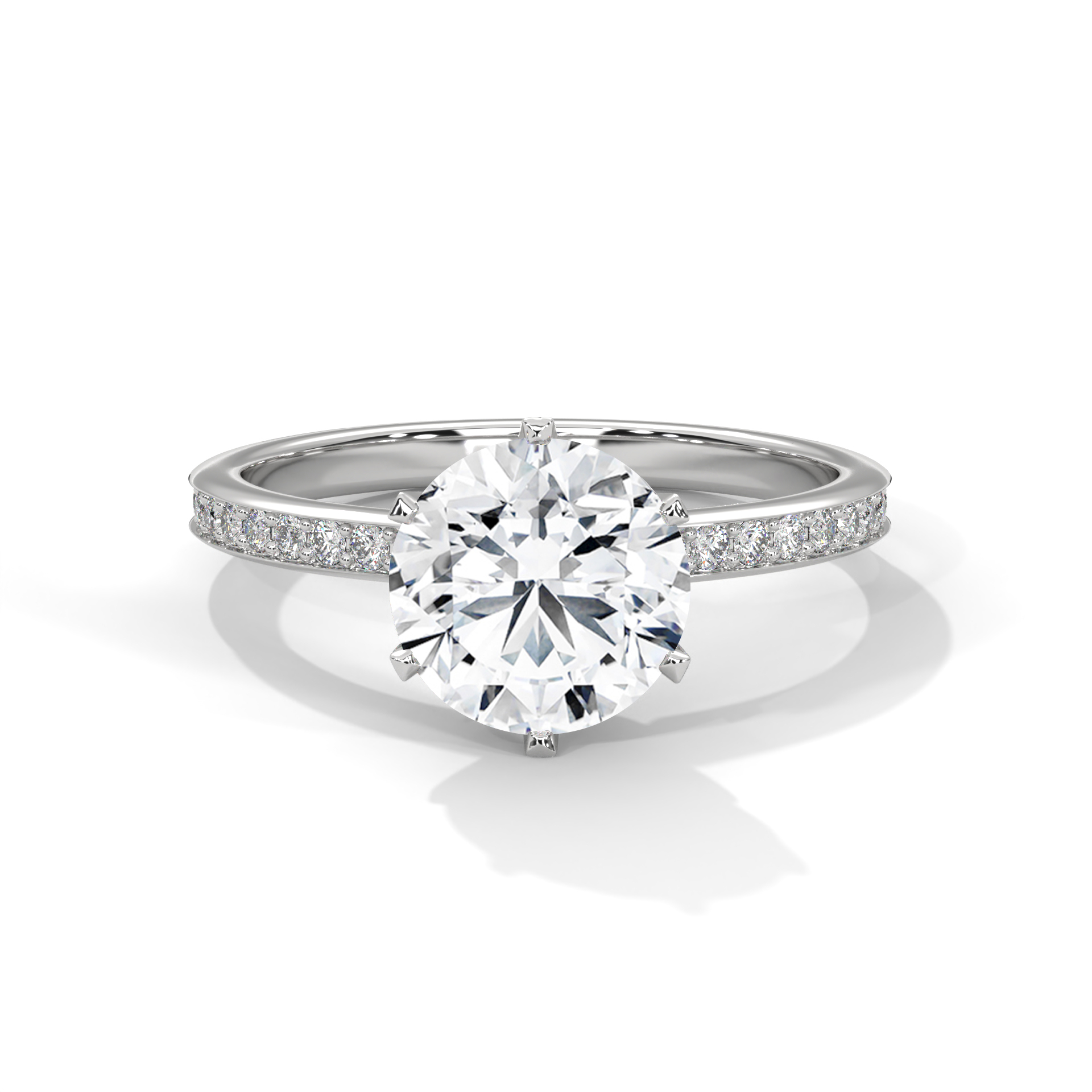 Round Six-Prong Pavé Solitaire Ring