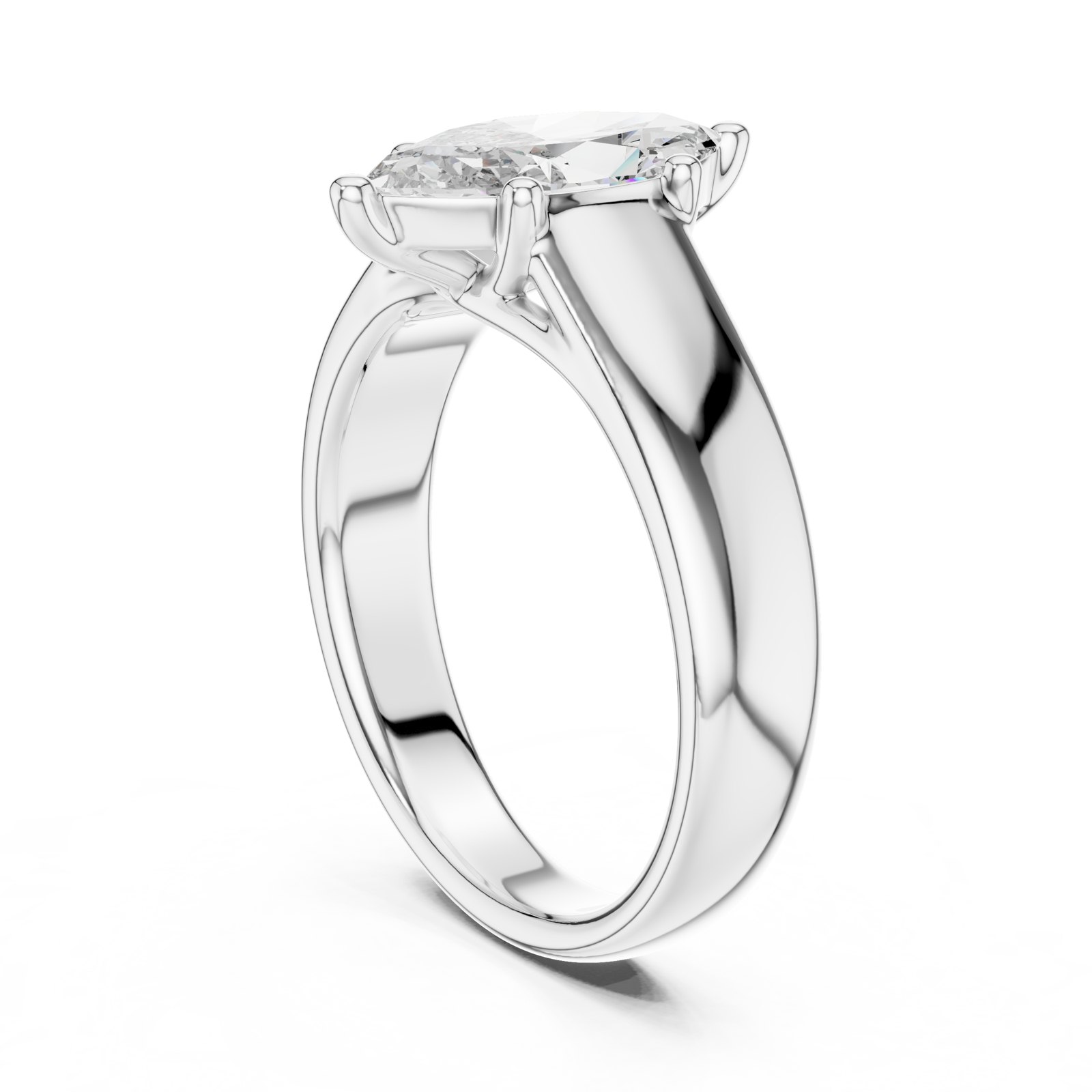 Alisa East-West Marquise Solitaire Engagement Ring in white gold