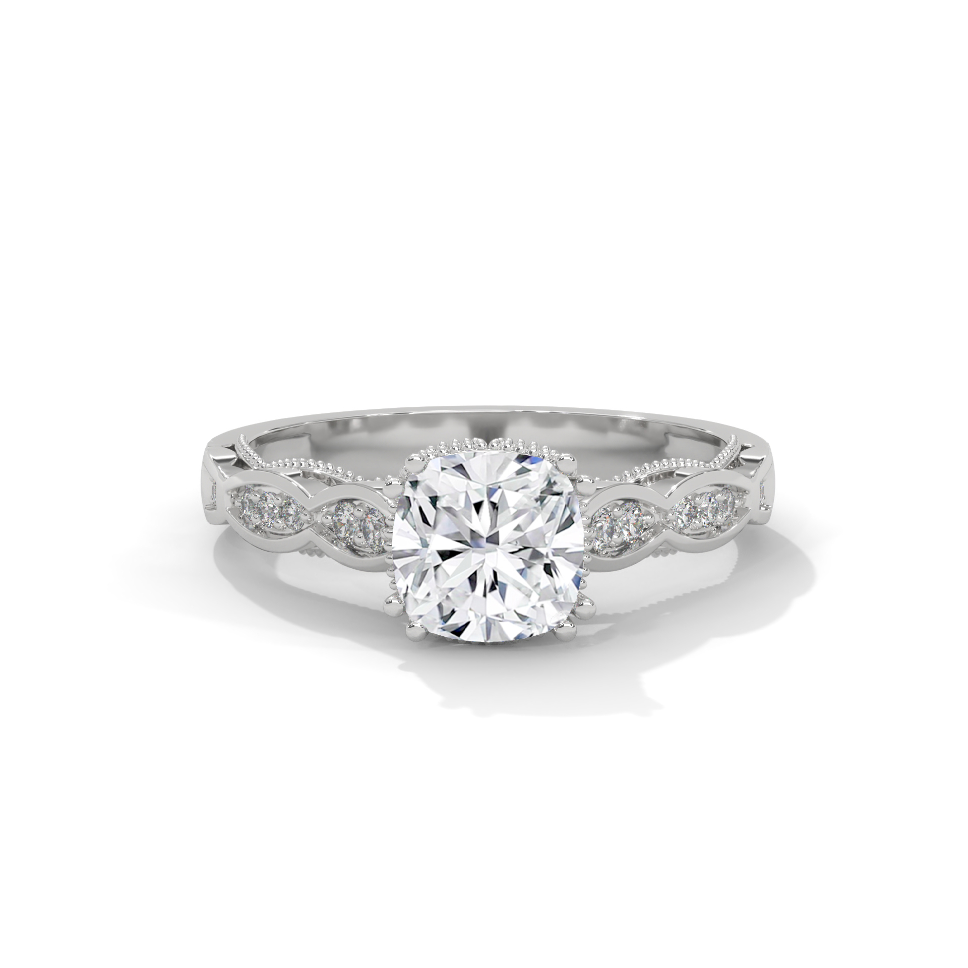 Vintage Cushion Scalloped Band Ring